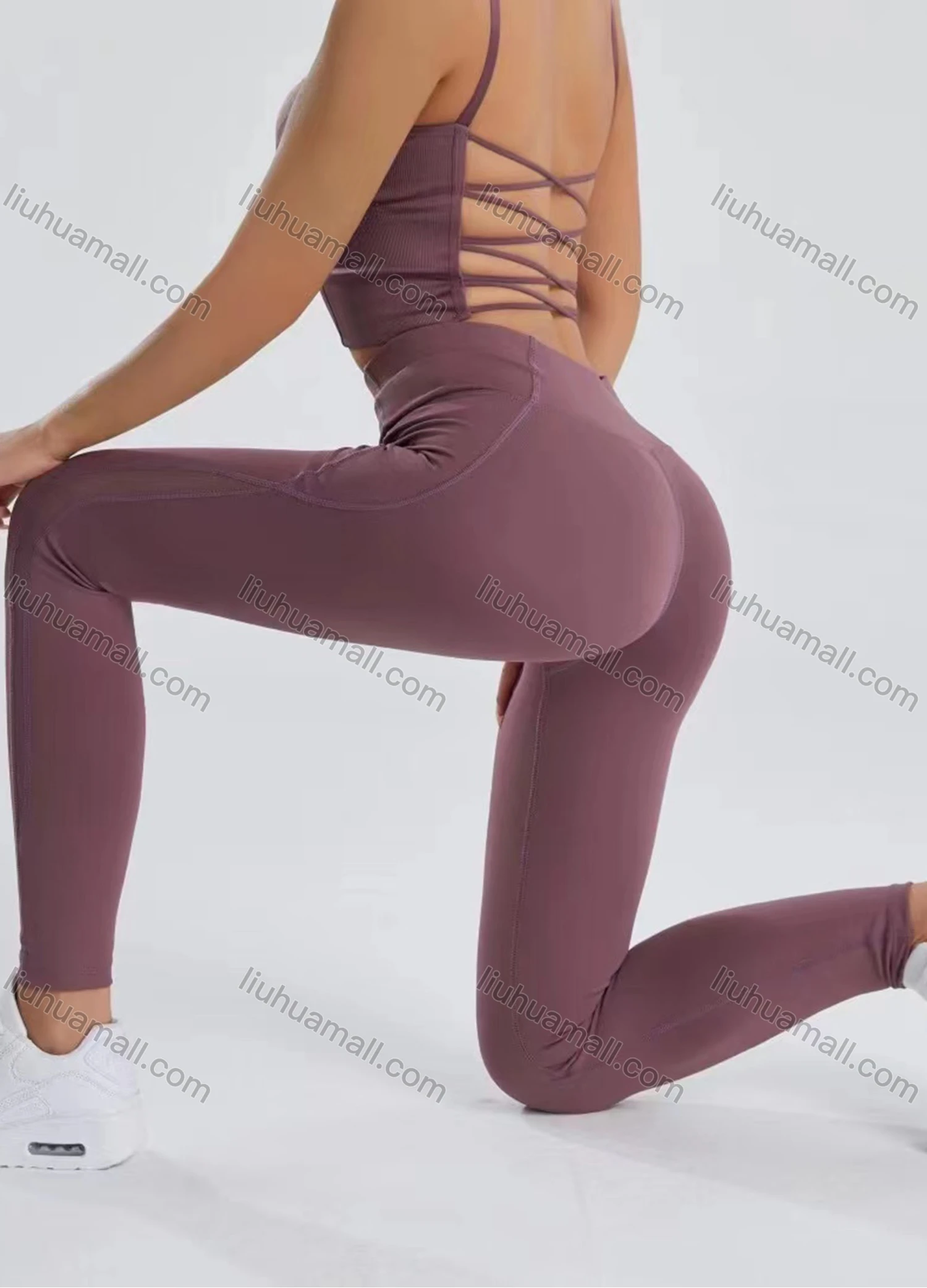 Wholesale Women's Athletic High Waist Butt Lifting Tummy Control Mesh Splicing Ankle Length Leggings P213# - Liuhuamall