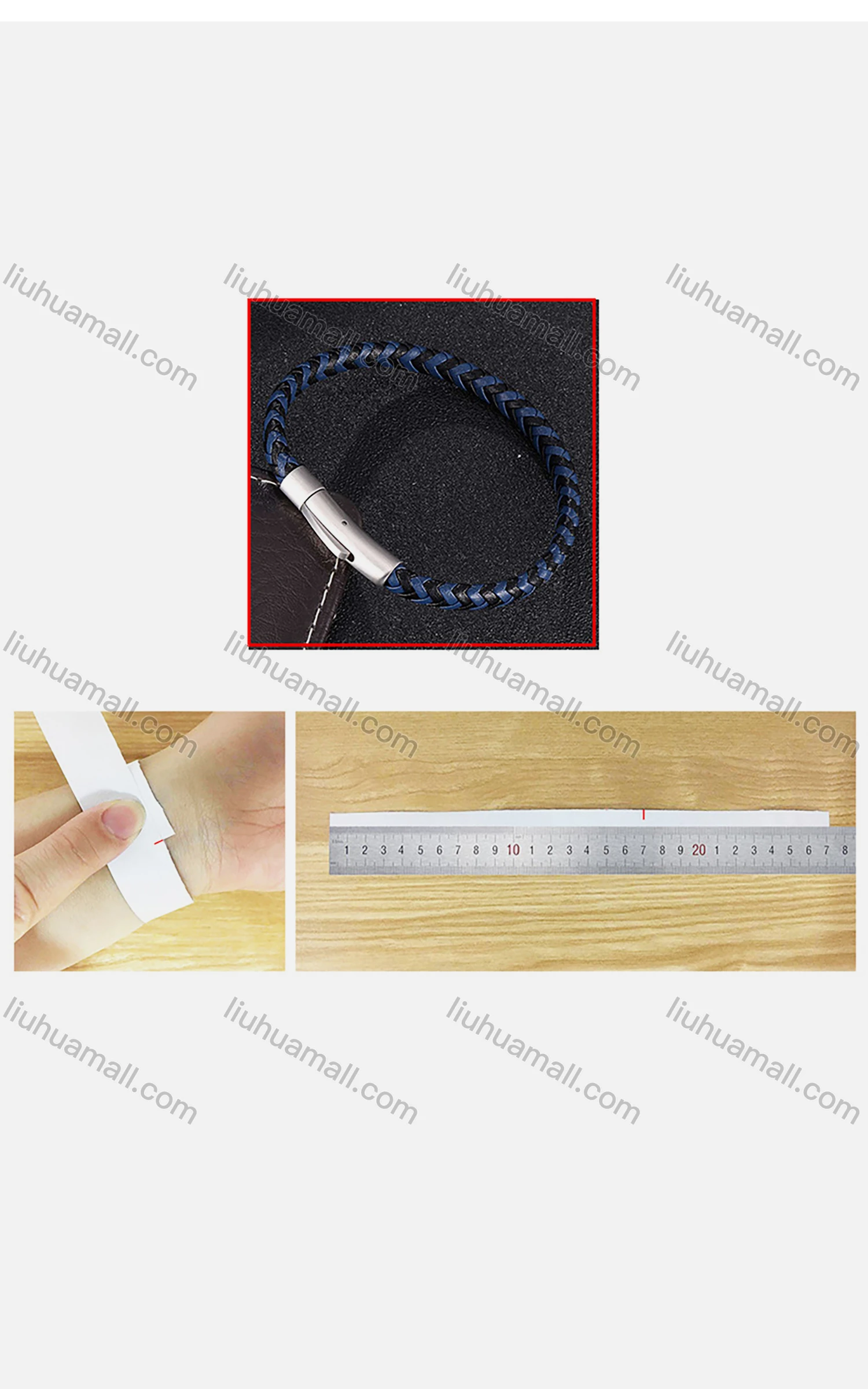 Wholesale Genuine Leather Stainless Steel Woven Bracelet PH5238# - Liuhuamall