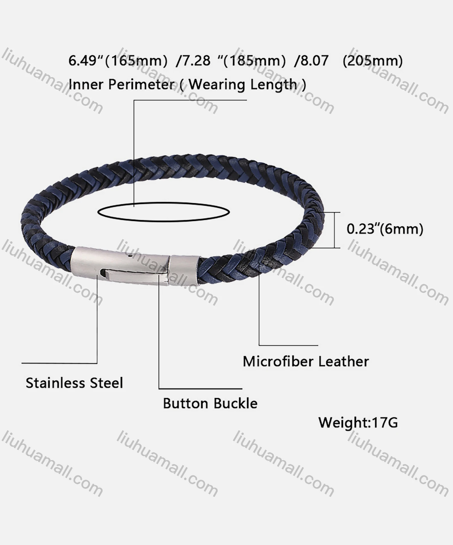 Wholesale Genuine Leather Stainless Steel Woven Bracelet PH5238# - Liuhuamall