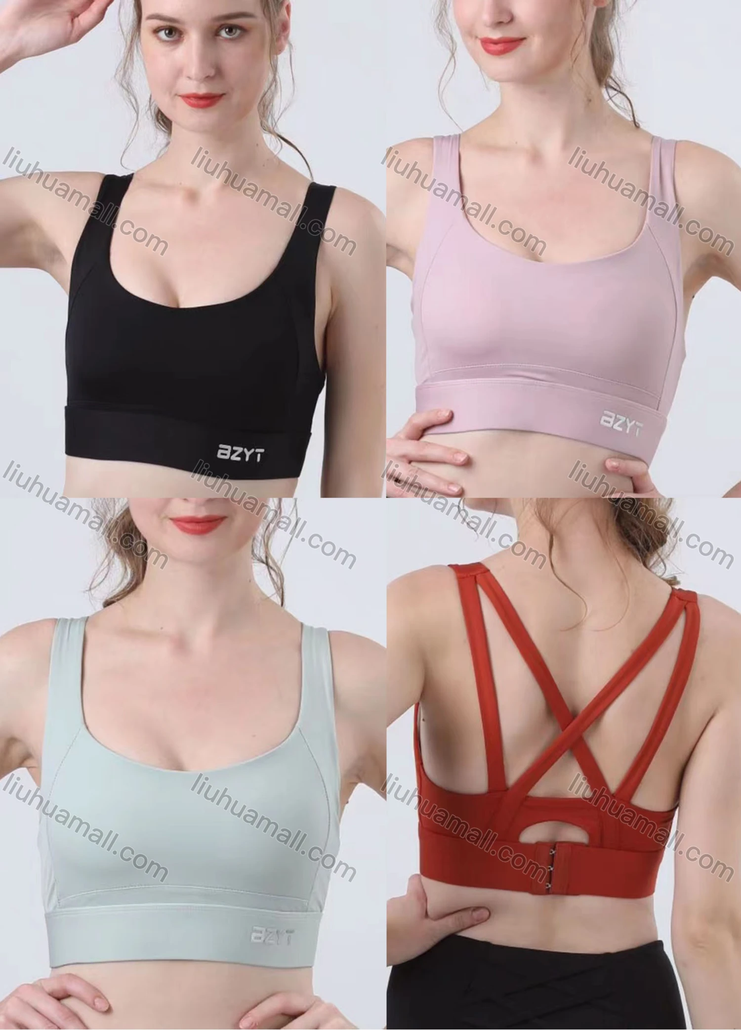 Wholesale Women's Athletic Plain Criss Cross Stretchy Sporty Training Bra 835# - Liuhuamall