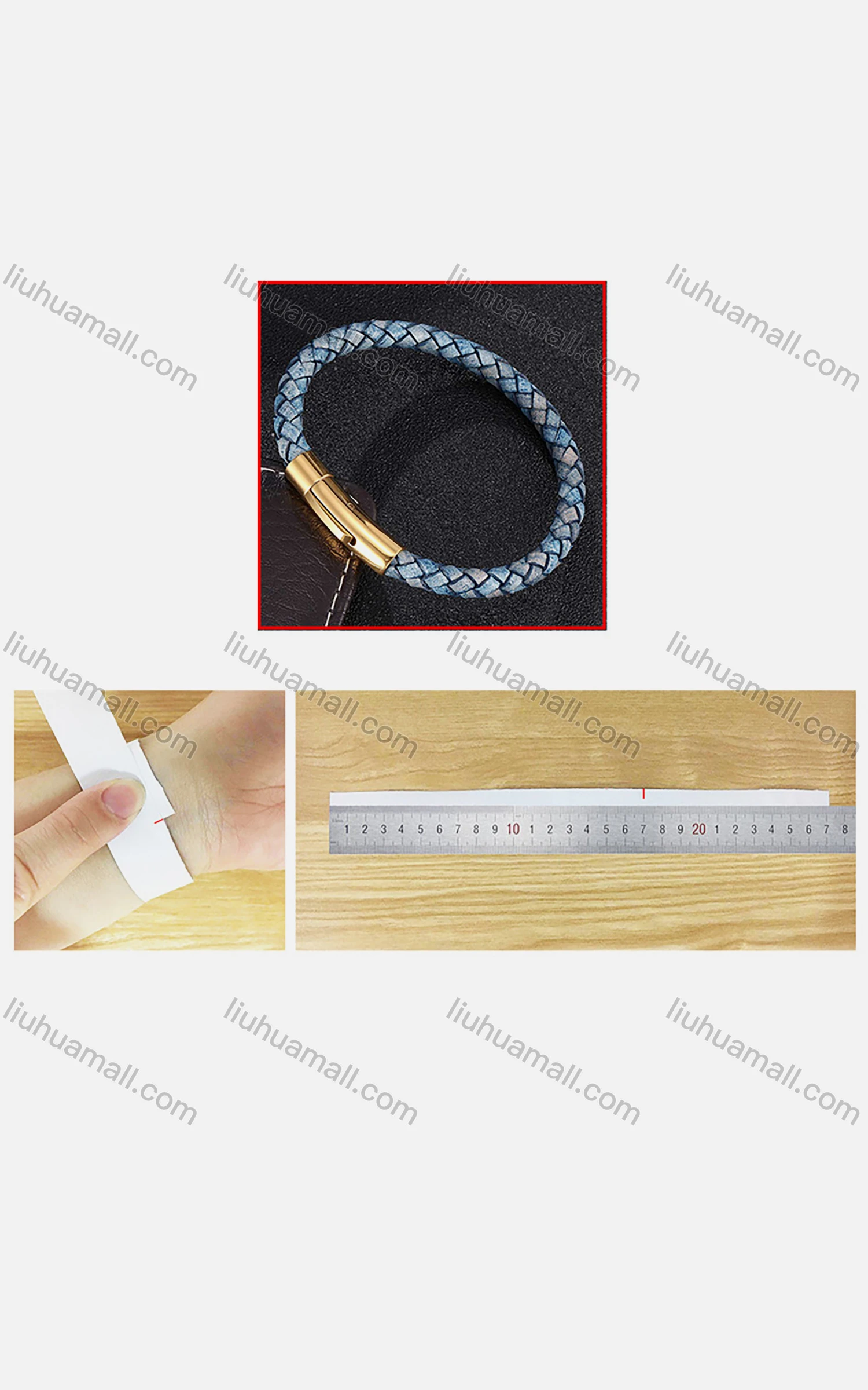 Wholesale Genuine Leather Stainless Steel Woven Bracelet SP0465J# - Liuhuamall