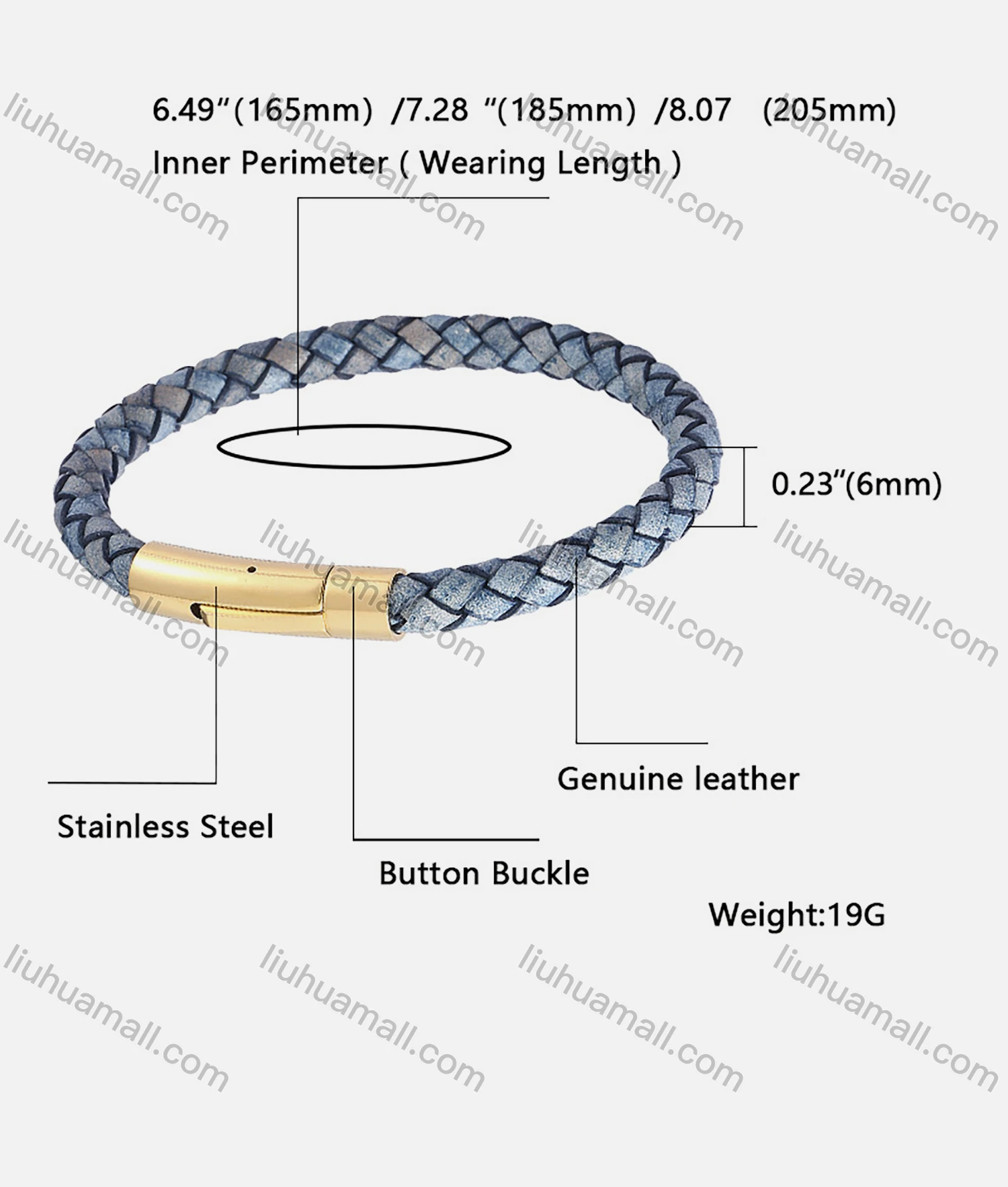 Wholesale Genuine Leather Stainless Steel Woven Bracelet SP0465J# - Liuhuamall