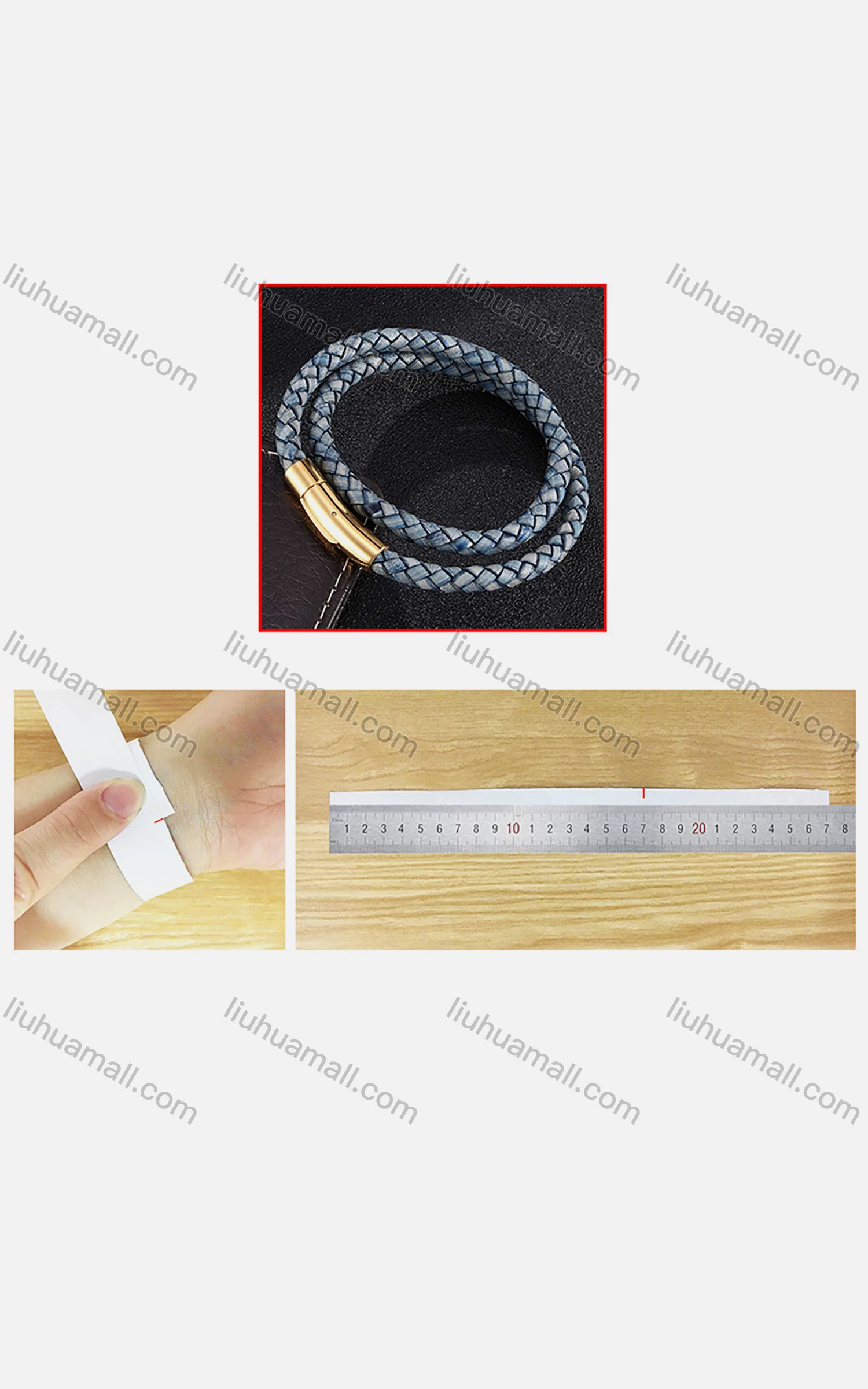 Wholesale Genuine Leather Stainless Steel Magnetic Buckle Bracelet SP0490J# - Liuhuamall