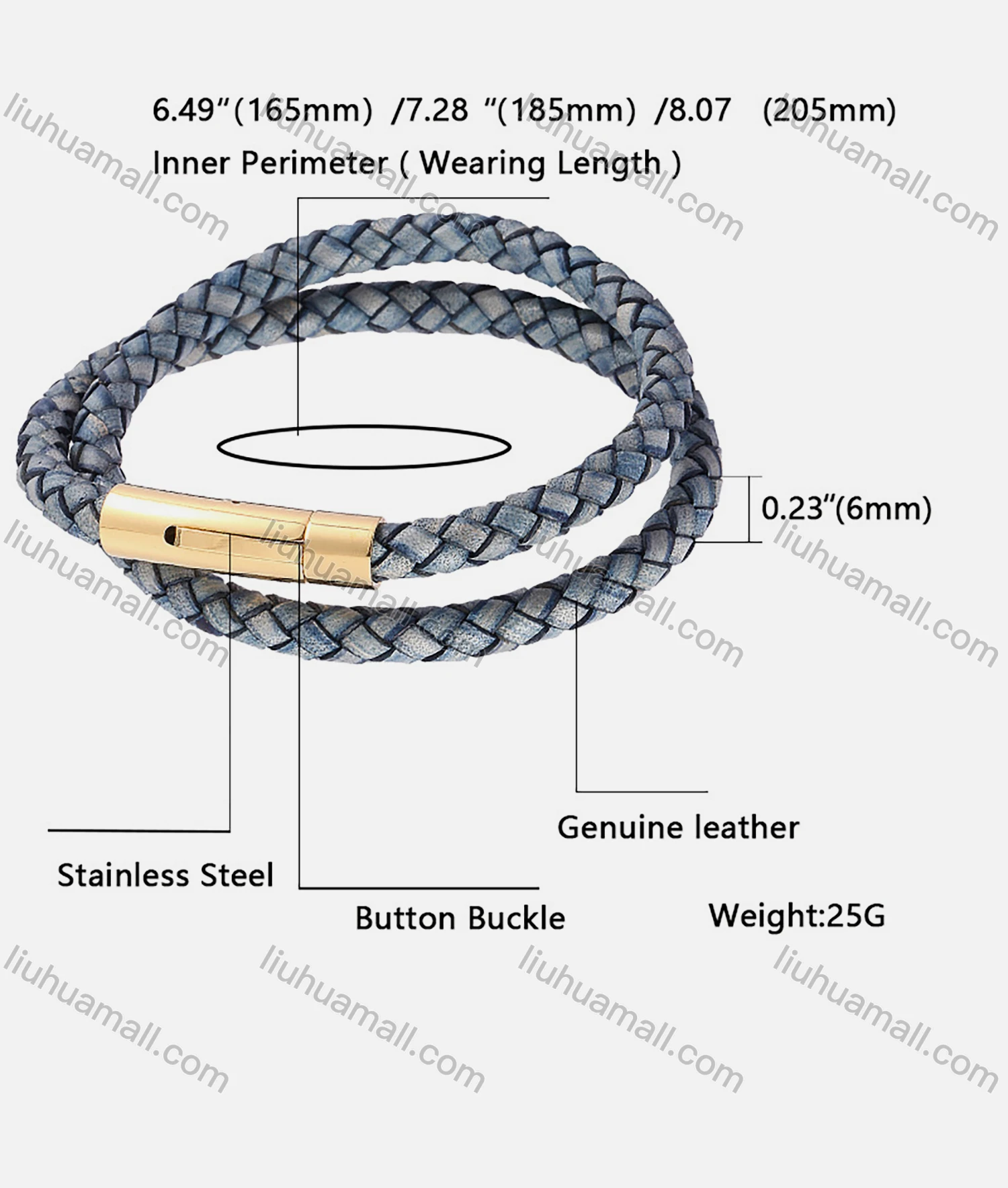 Wholesale Genuine Leather Stainless Steel Magnetic Buckle Bracelet SP0490J# - Liuhuamall