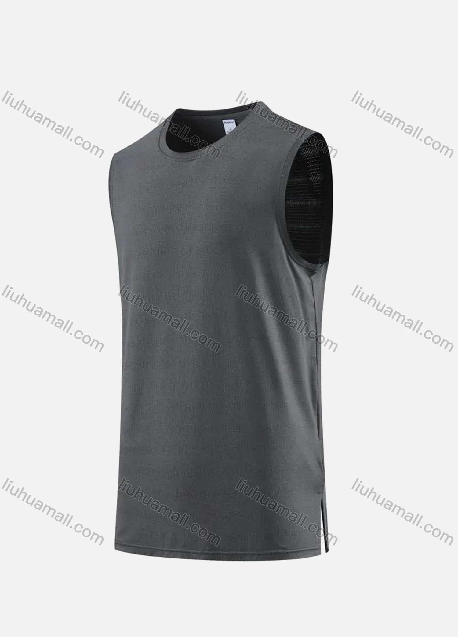 Wholesale Men's Athletic Workout Plain Quick Dry Round Neck Tank Top 0605# - Liuhuamall