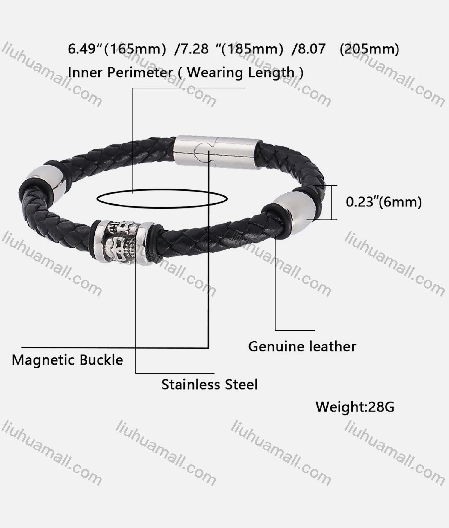 Wholesale Genuine Leather Stainless Steel Magnetic Buckle Bracelet SP0412# - Liuhuamall