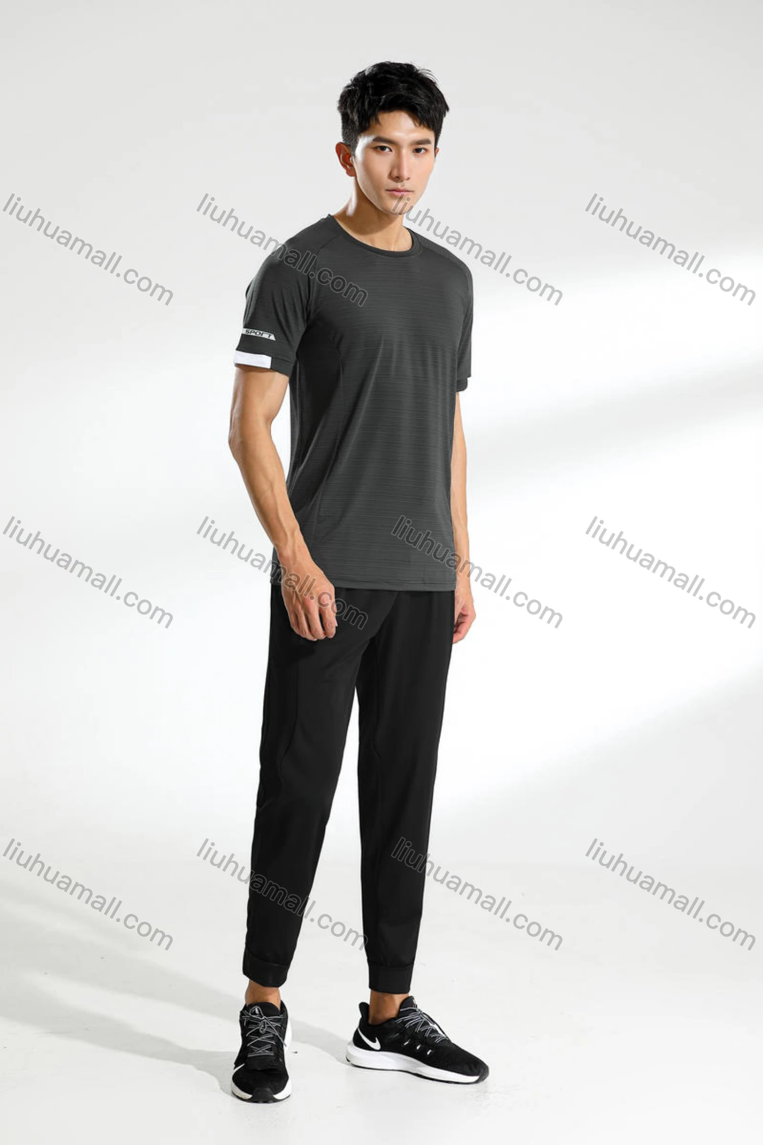 Wholesale Men's Casual & Athletic Workout Plain Short Sleeve Quick Dry Round Neck Tee 240# - Liuhuamall