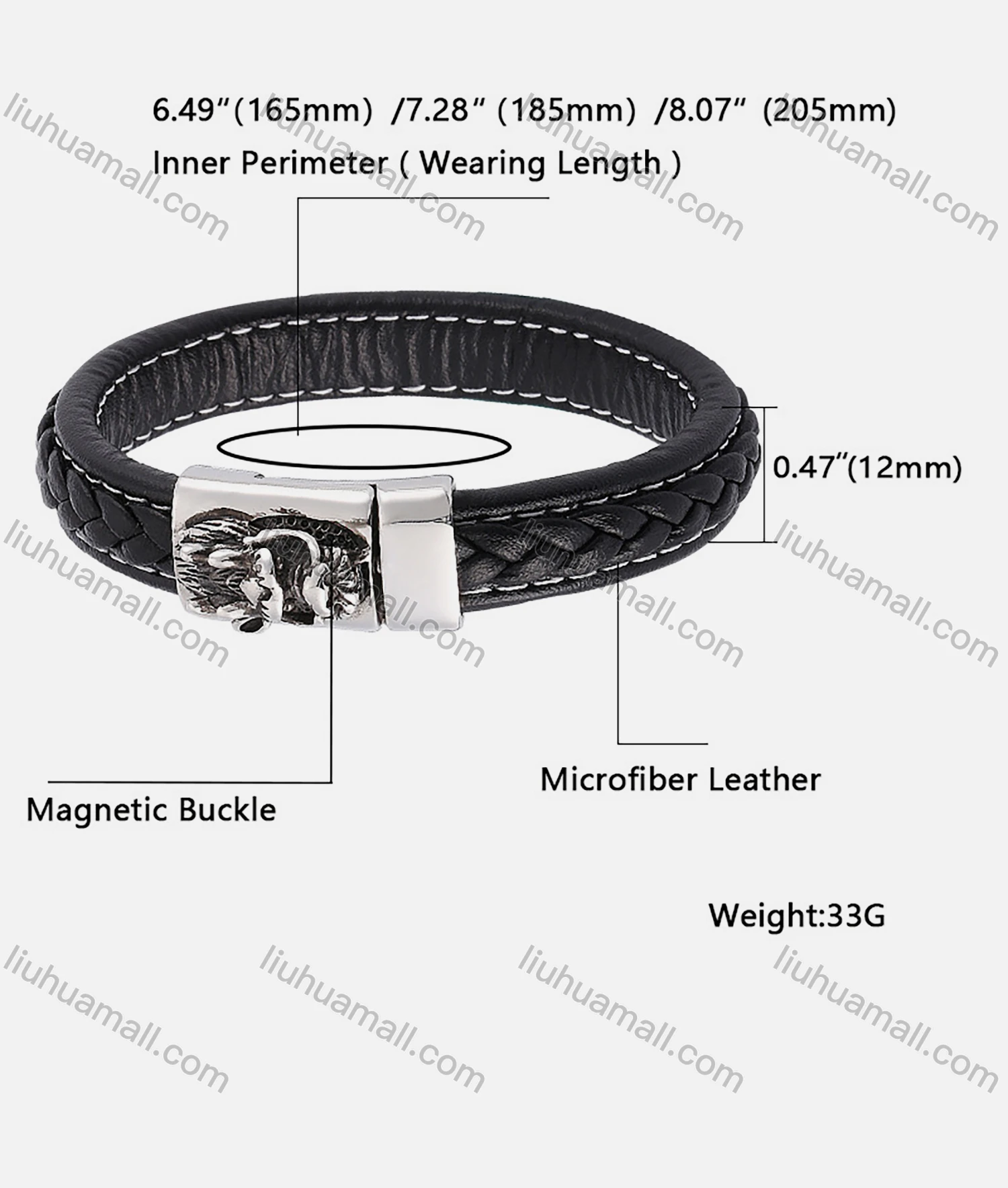 Wholesale Genuine Leather Stainless Steel Magnetic Buckle Bracelet SP0356# - Liuhuamall