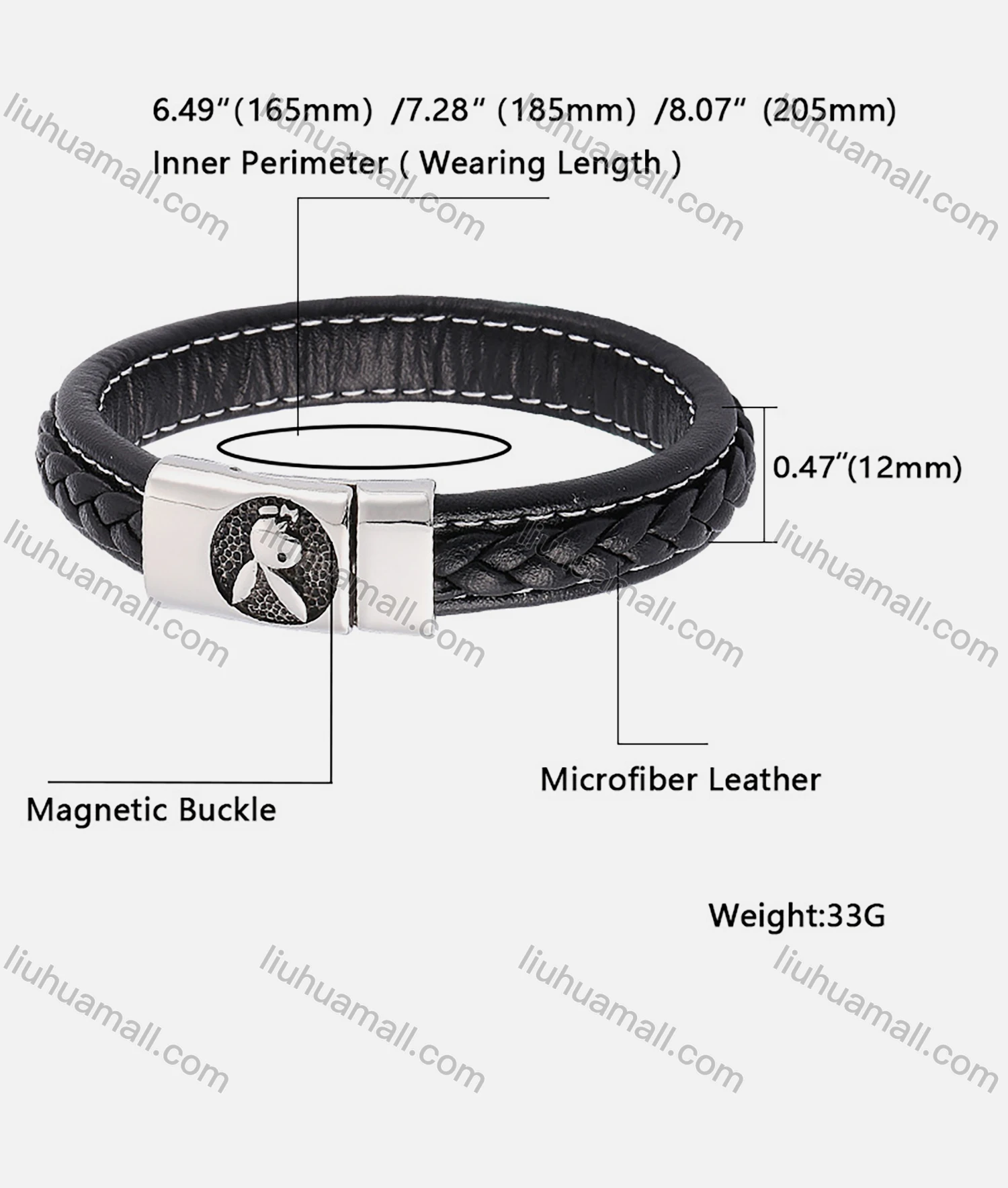 Wholesale Genuine Leather Stainless Steel Magnetic Buckle Bracelet SP0357# - Liuhuamall
