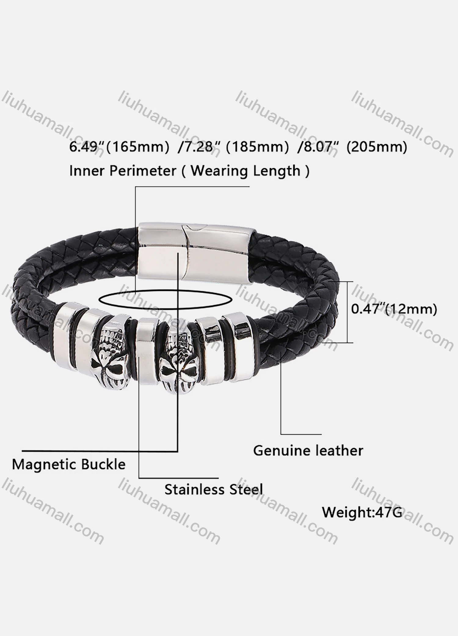 Wholesale Genuine Leather Stainless Steel Magnetic Buckle Bracelet SP0366# - Liuhuamall