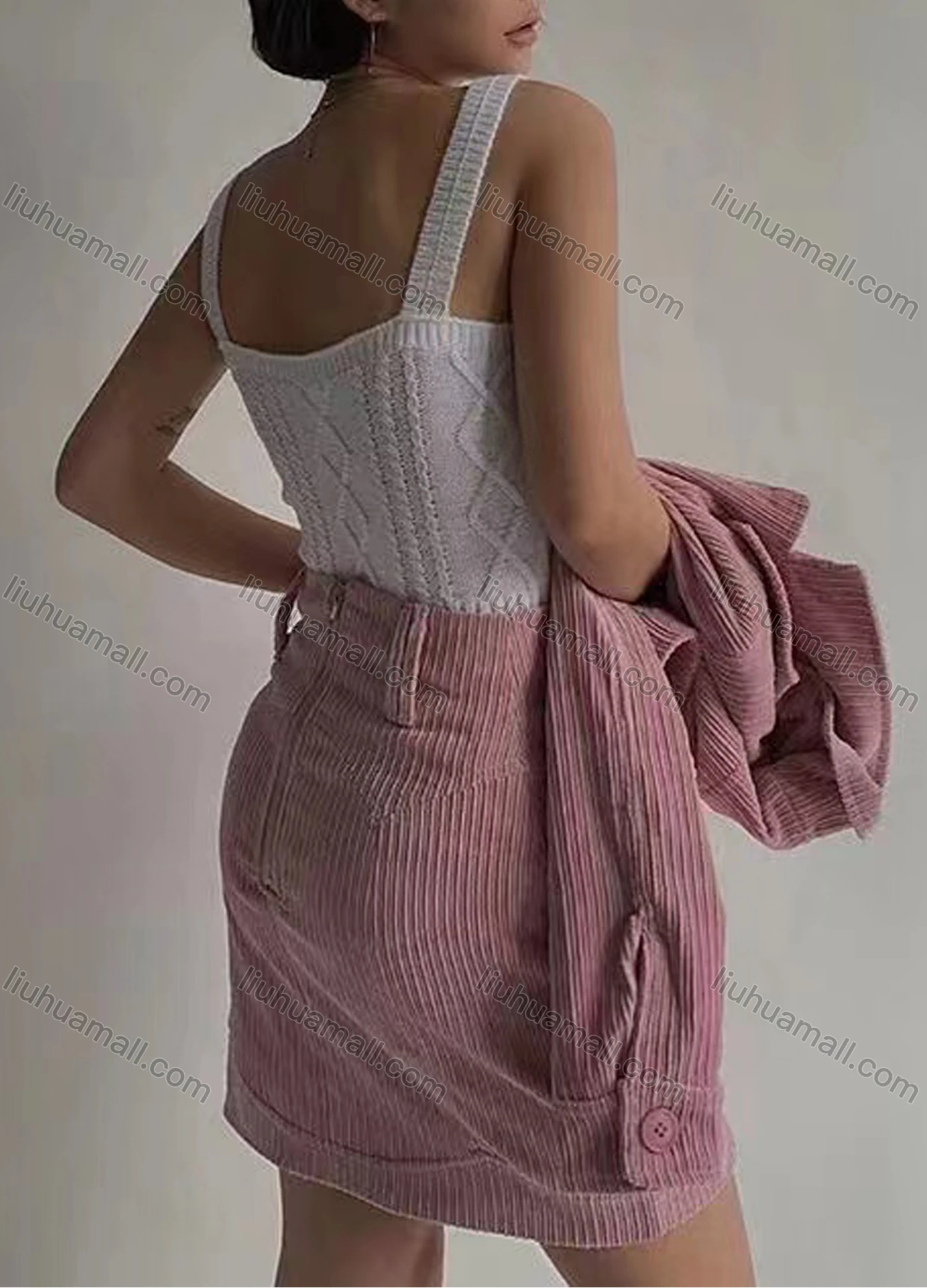 Wholesale Women's Casual Plain Scoop Neck Cable Knit Pullover Knit Tank Top - Liuhuamall