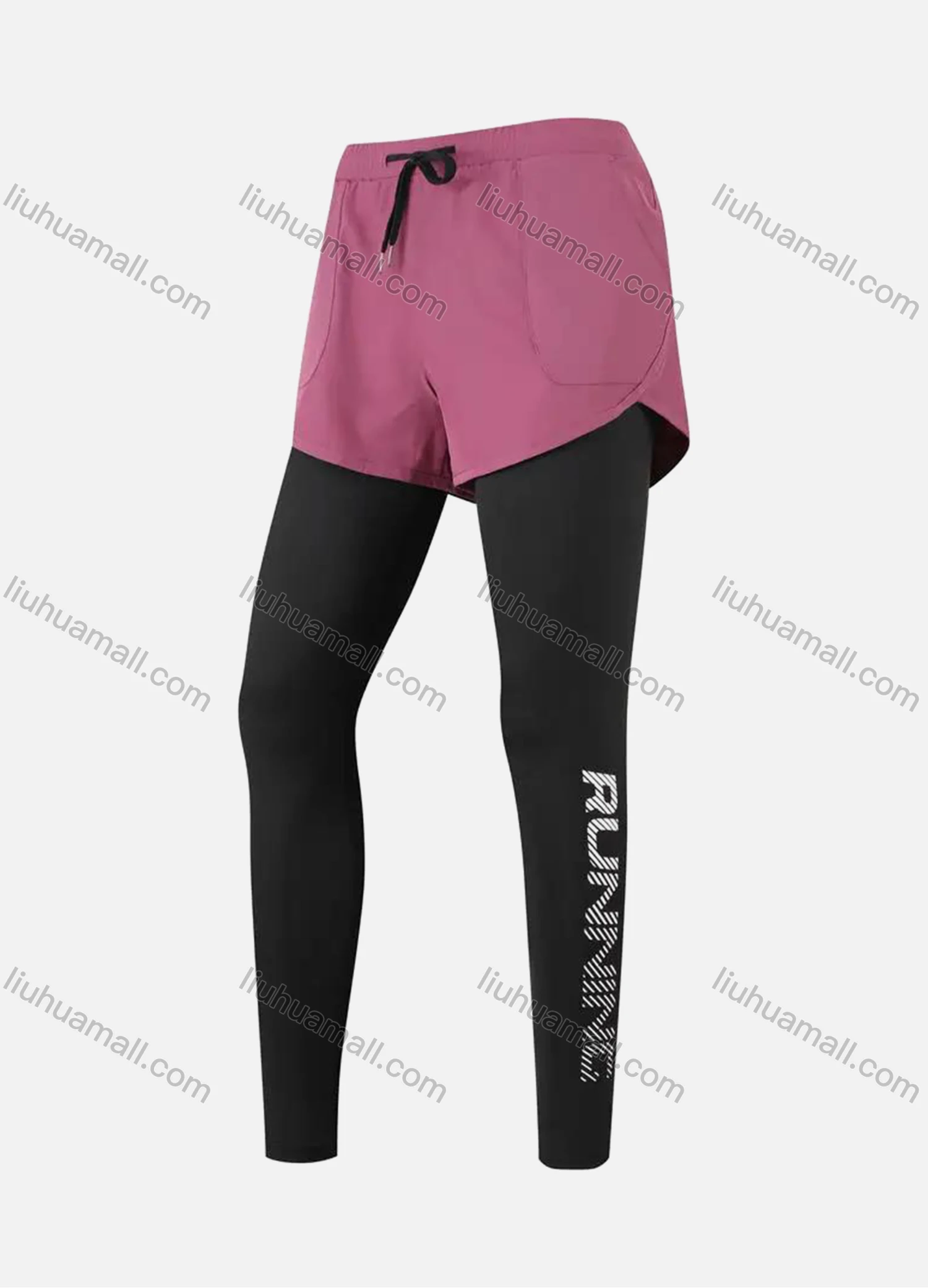 Wholesale Women's 2-in-1 Athletic Workout Letter Print Drawstring Elastic Waist Shorts SP0211# - Liuhuamall