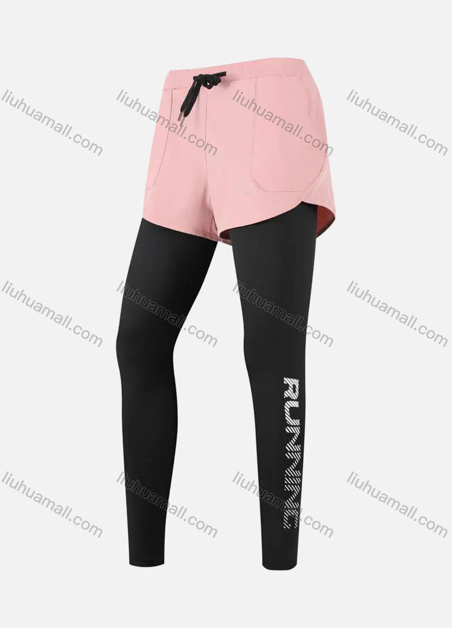 Wholesale Women's 2-in-1 Athletic Workout Letter Print Drawstring Elastic Waist Shorts SP0211# - Liuhuamall