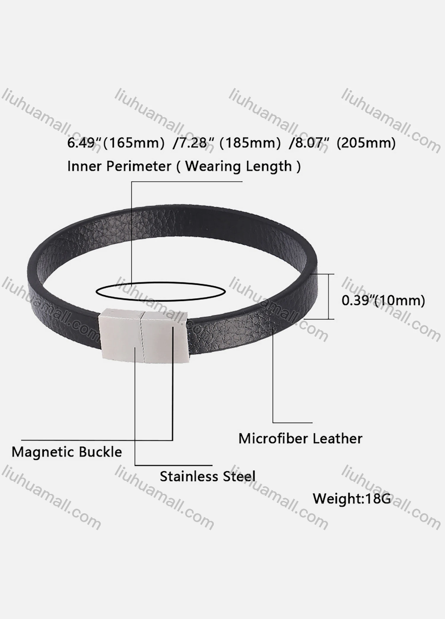 Wholesale Genuine Leather Stainless Steel Magnetic Buckle Bracelet SP0396# - Liuhuamall