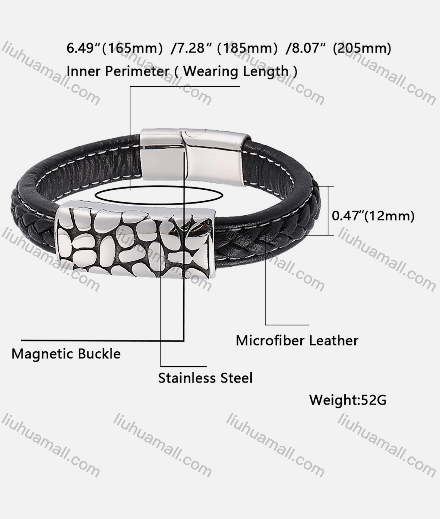 Wholesale Genuine Leather Stainless Steel Magnetic Buckle Bracelet SP0191# - Liuhuamall
