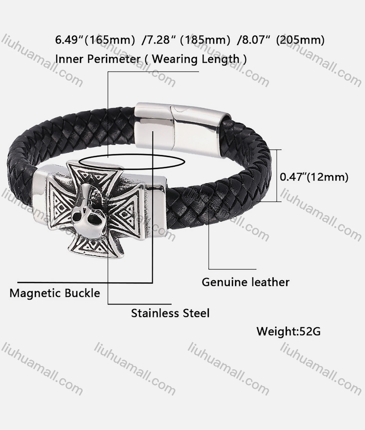 Wholesale Genuine Leather Stainless Steel Magnetic Buckle Bracelet SP0276# - Liuhuamall