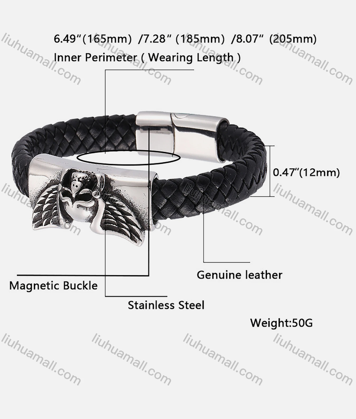 Wholesale Genuine Leather Stainless Steel Magnetic Buckle Bracelet SP0281# - Liuhuamall