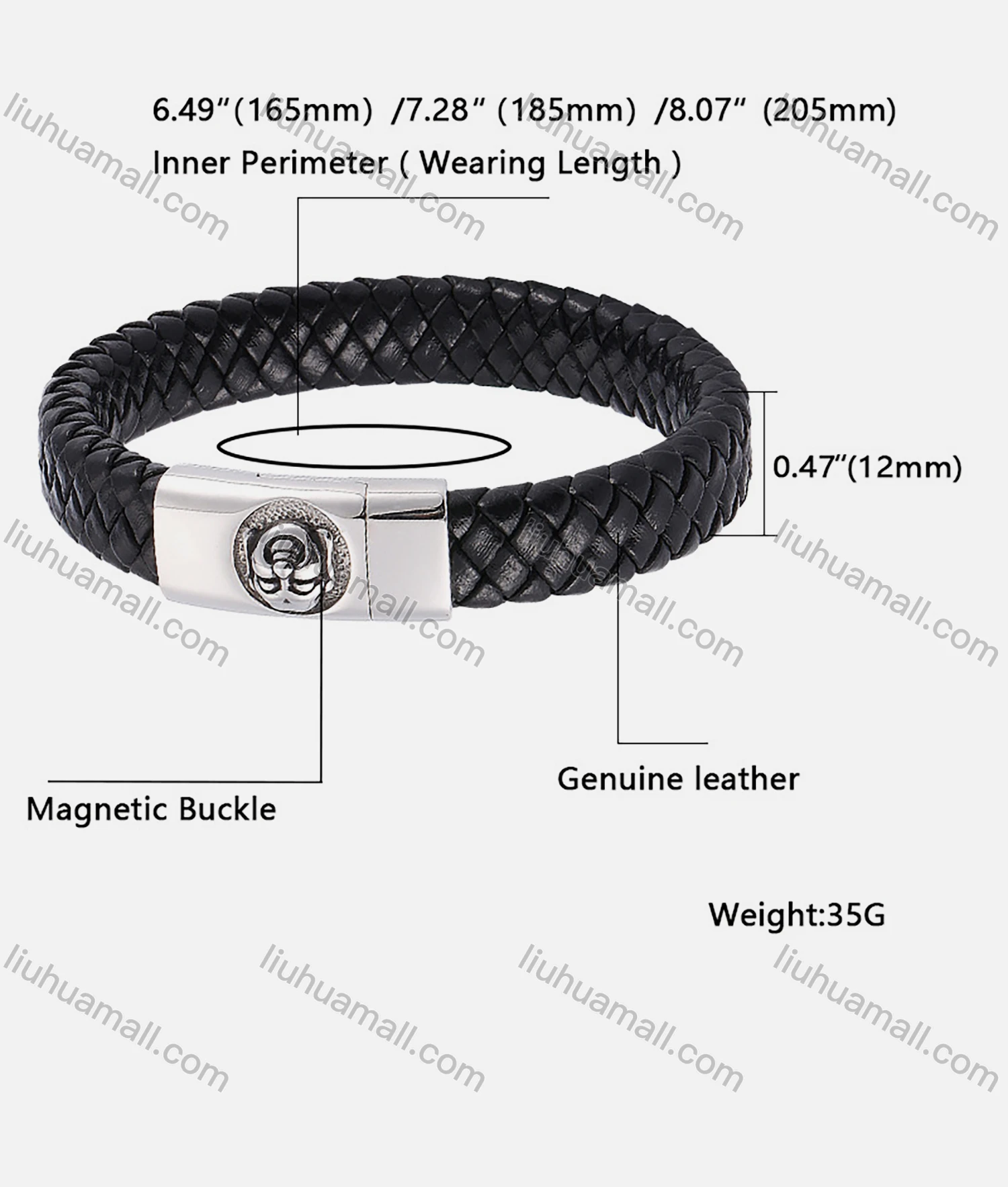 Wholesale Genuine Leather Stainless Steel Magnetic Buckle Bracelet SP0316# - Liuhuamall