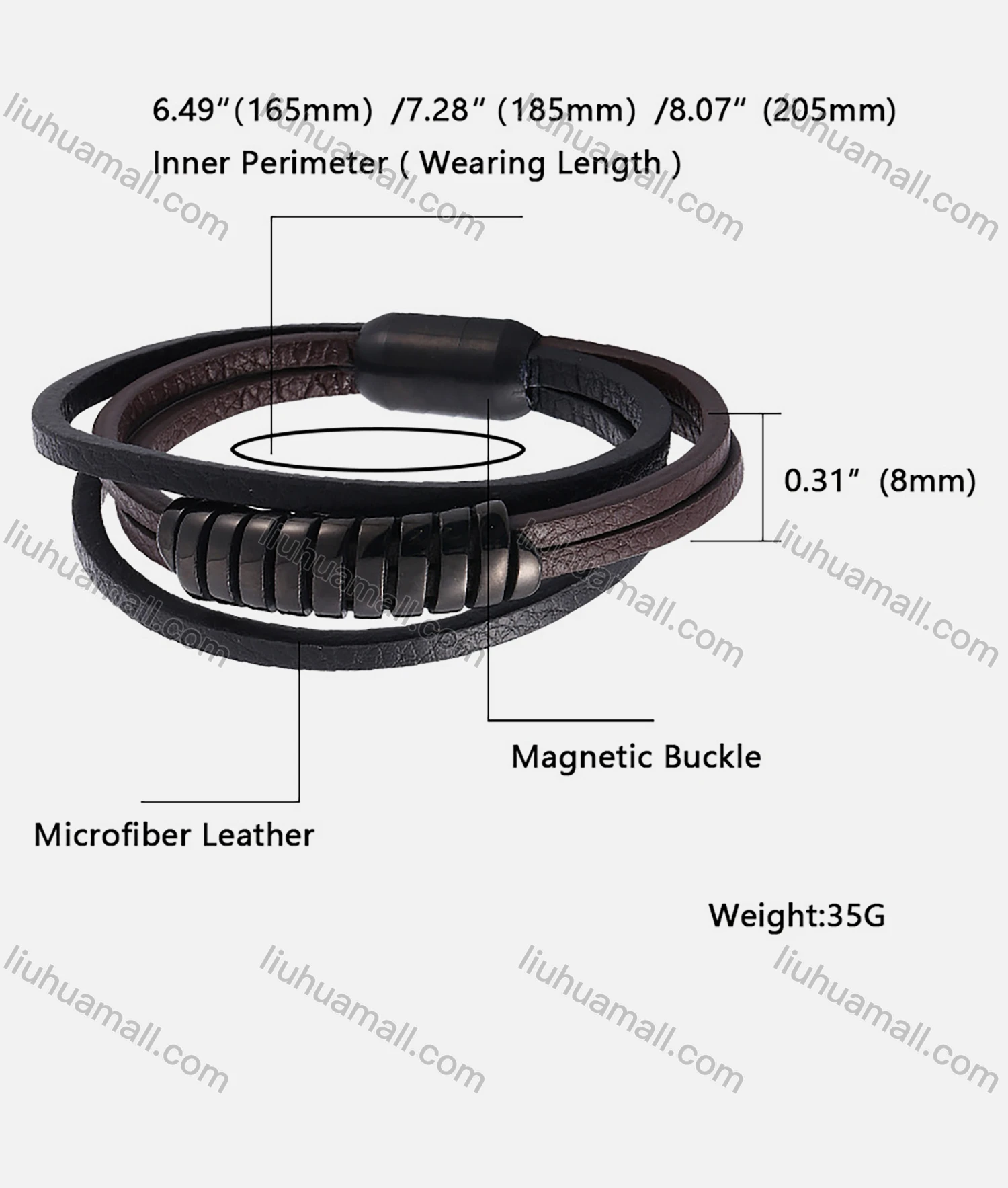 Wholesale Genuine Leather Magnetic Buckle Bracelet PH510# - Liuhuamall