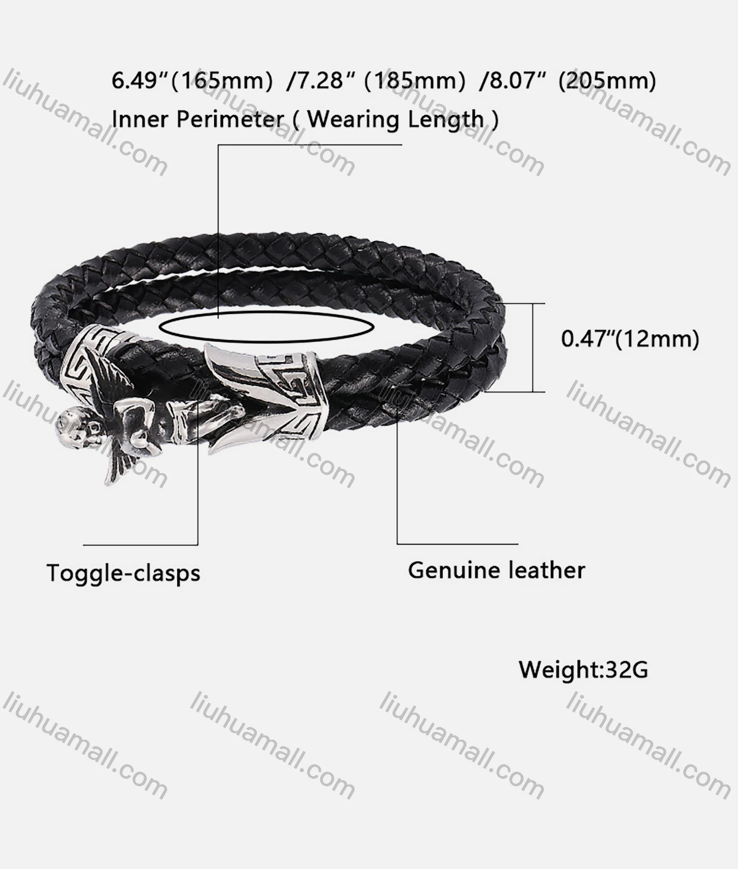 Wholesale Genuine Leather Stainless Steel Magnetic Buckle Bracelet PW753# - Liuhuamall