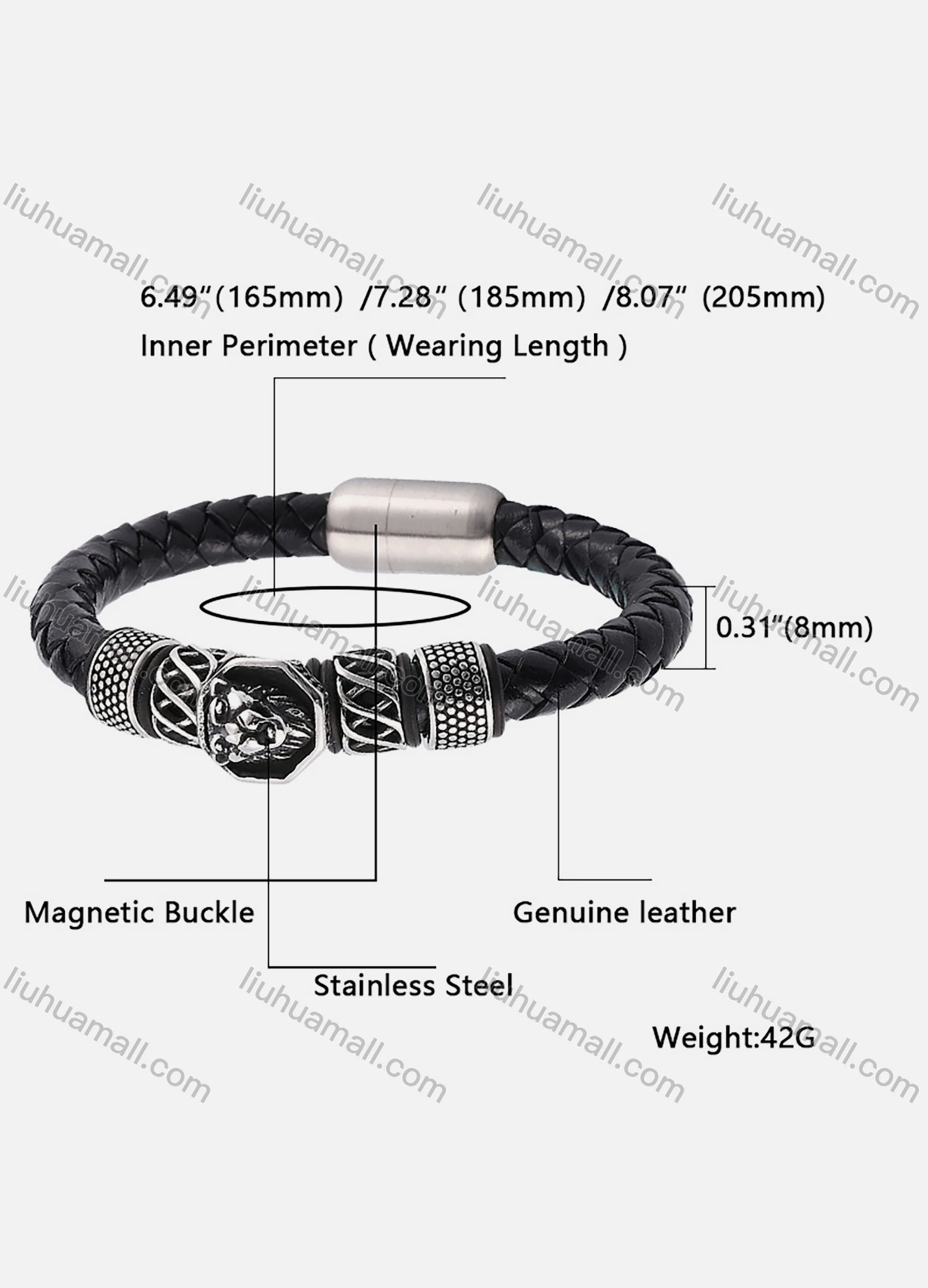 Wholesale Genuine Leather Stainless Steel Magnetic Buckle Bracelet SP0072# - Liuhuamall