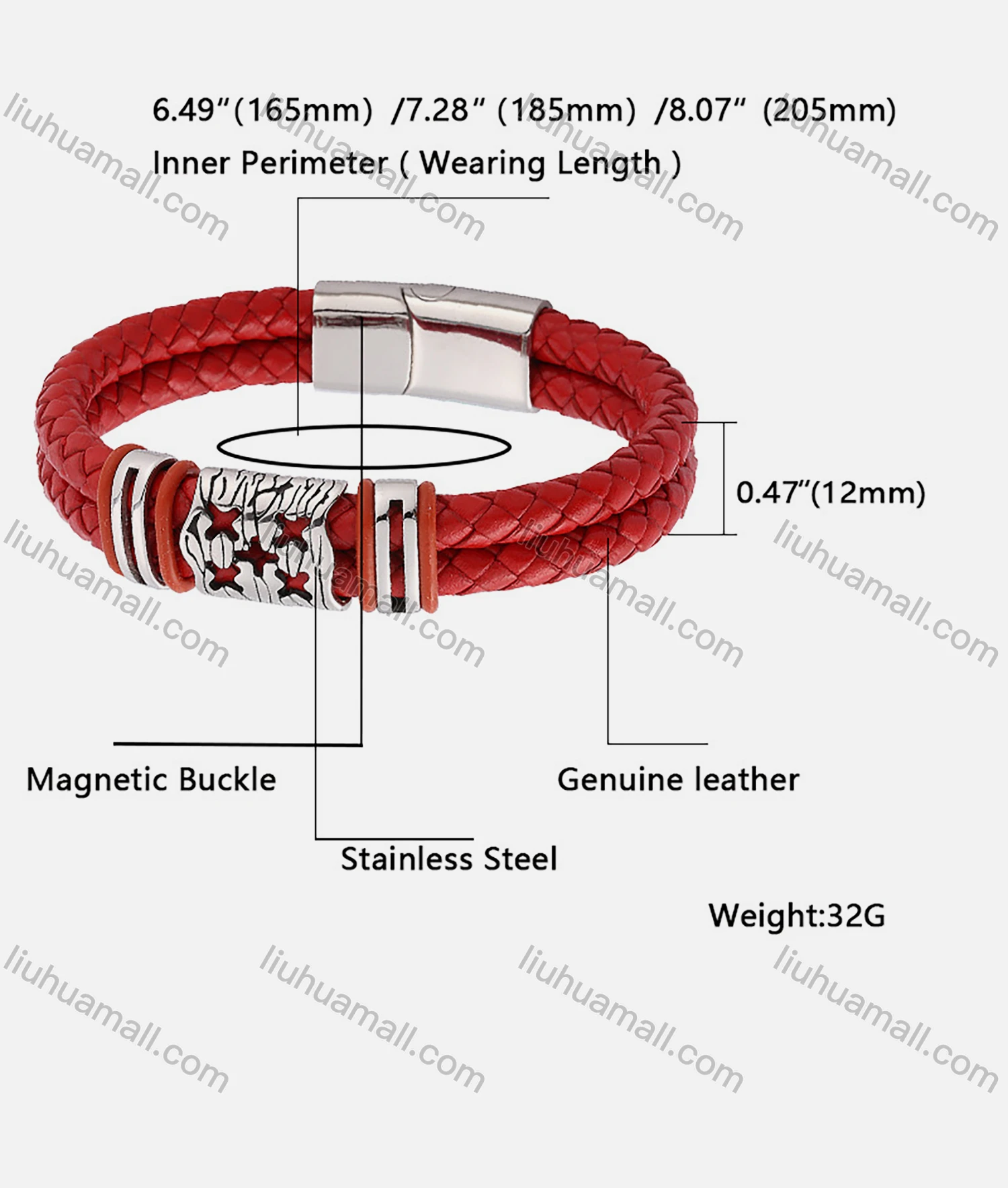 Wholesale Genuine Leather Stainless Steel Magnetic Buckle Bracelet SP0113# - Liuhuamall