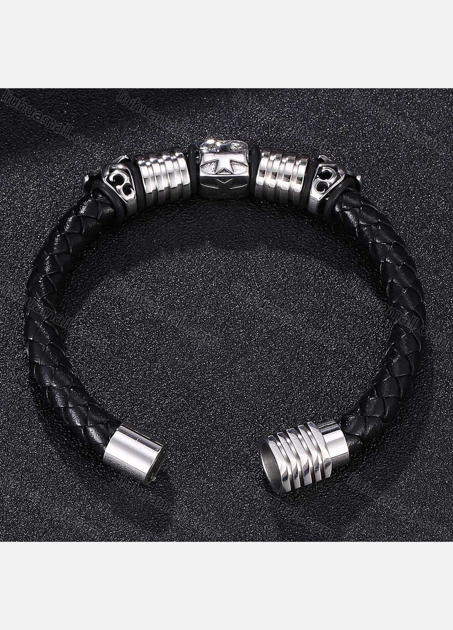 Wholesale Genuine Leather Stainless Steel Magnetic Buckle Bracelet SP0129# - Liuhuamall