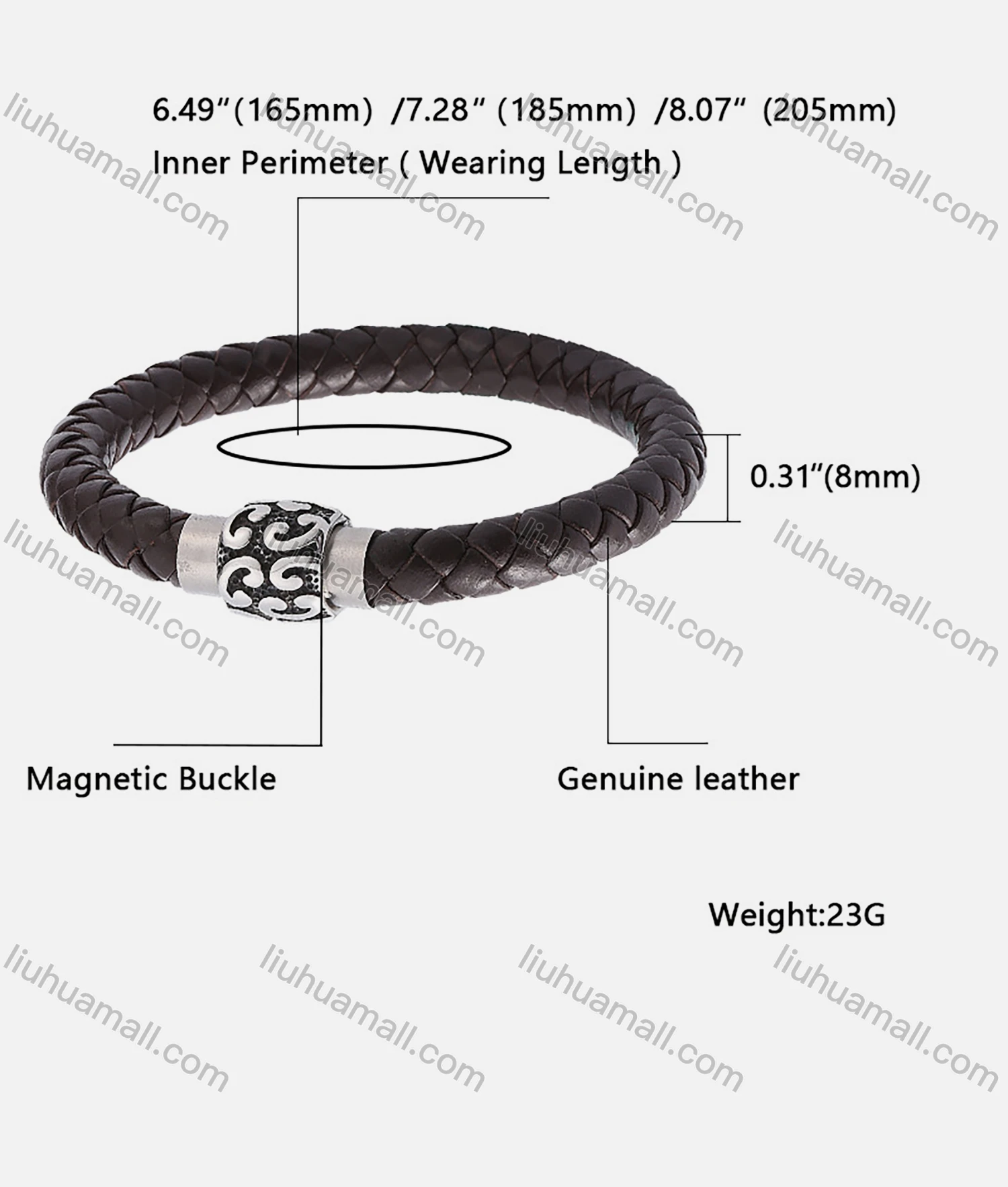 Wholesale Genuine Leather Stainless Steel Magnetic Buckle Bracelet SP0147# - Liuhuamall
