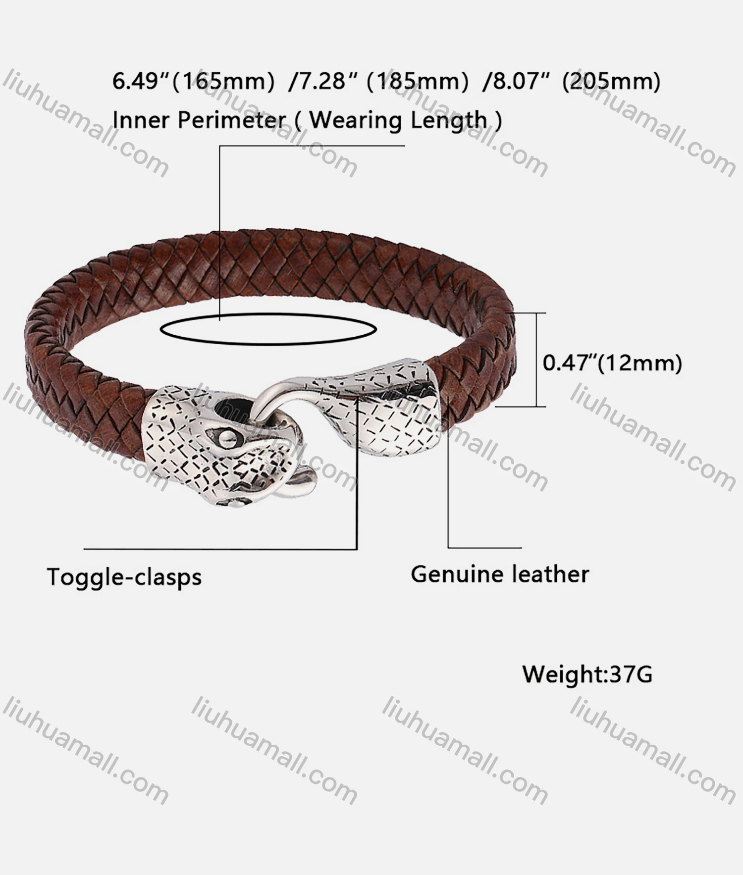 Wholesale Genuine Leather Stainless Steel Magnetic Buckle Bracelet SP0168# - Liuhuamall