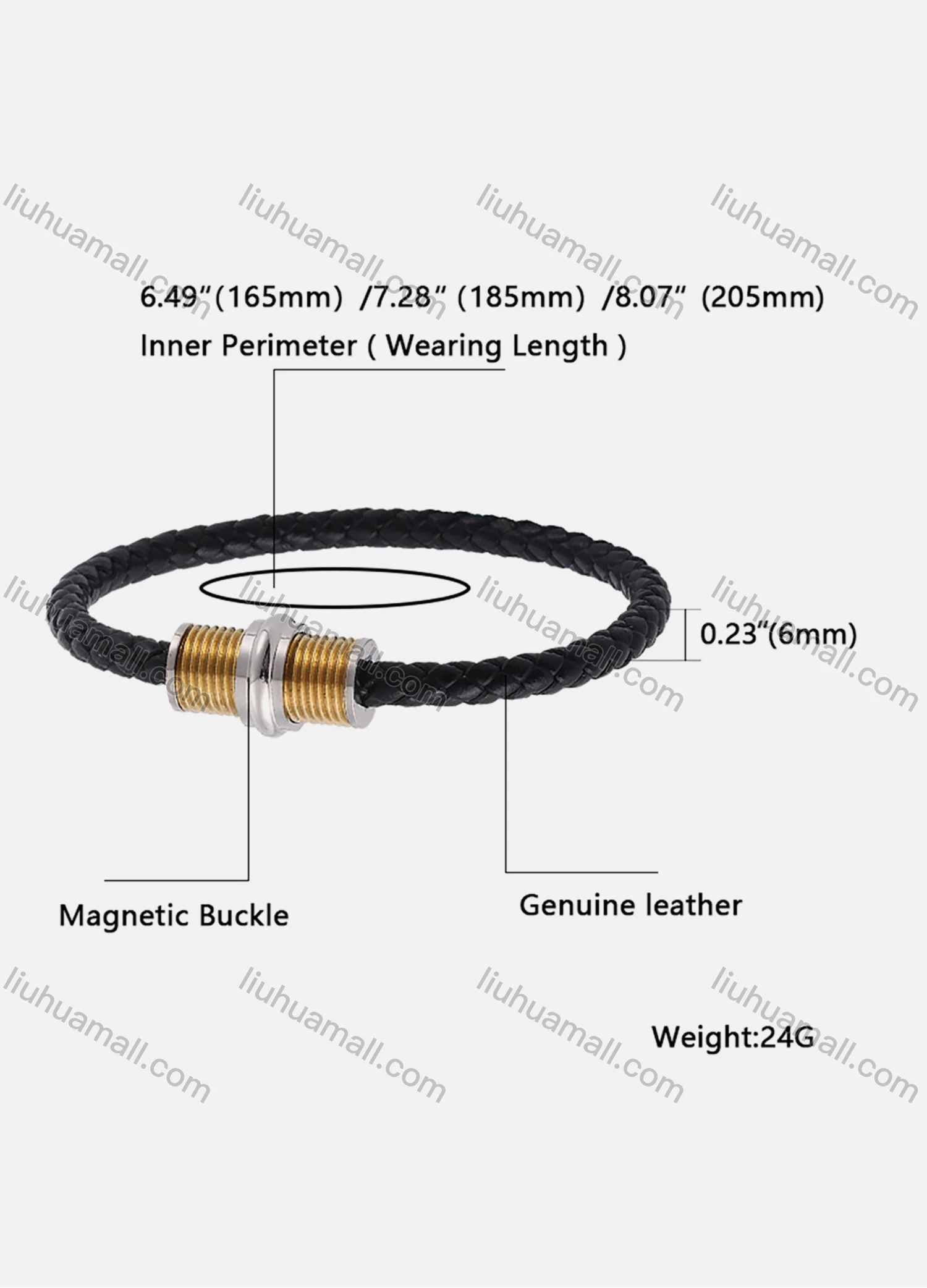 Wholesale Genuine Leather Stainless Steel Magnetic Buckle Bracelet PW726J# - Liuhuamall
