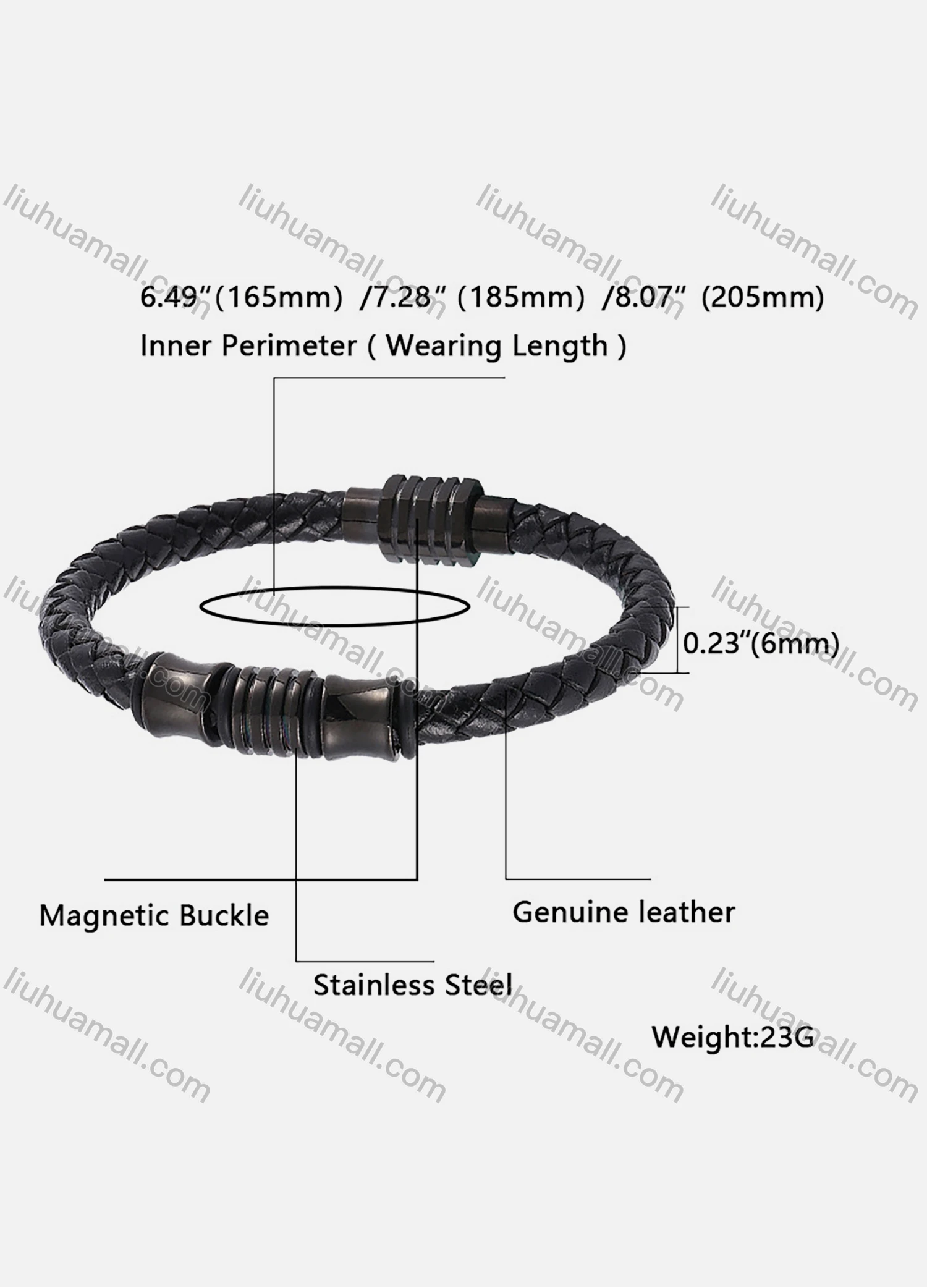 Wholesale Genuine Leather Stainless Steel Magnetic Buckle Bracelet SP0035# - Liuhuamall