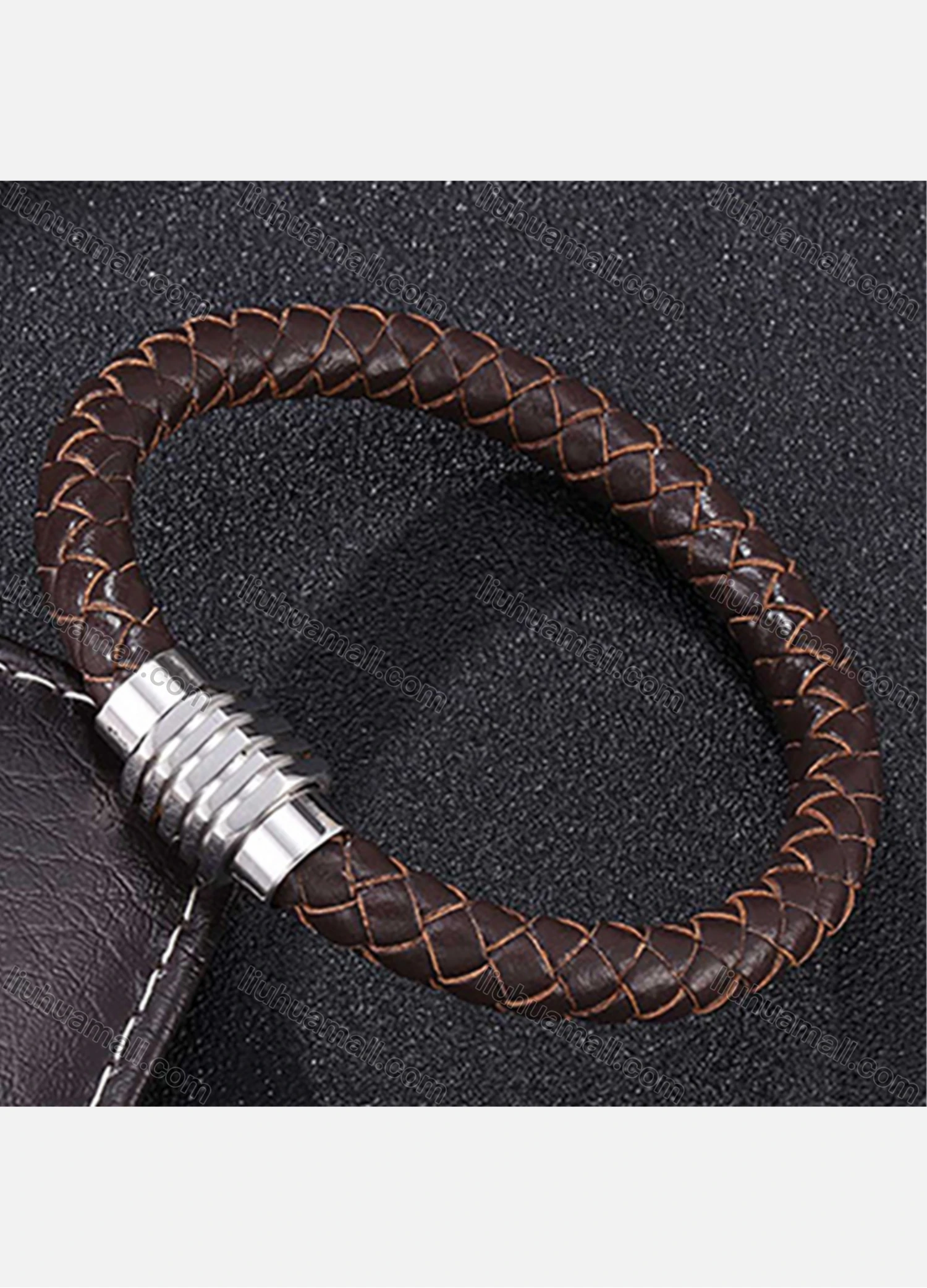 Wholesale Genuine Leather Stainless Steel Magnetic Buckle Bracelet SP0162# - Liuhuamall
