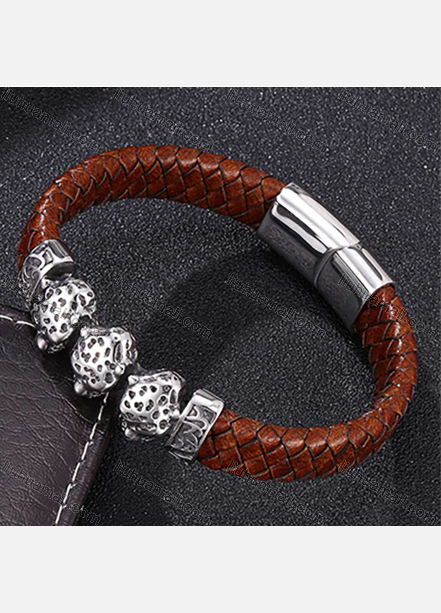 Wholesale Genuine Leather Stainless Steel Magnetic Buckle Bracelet SP0171# - Liuhuamall