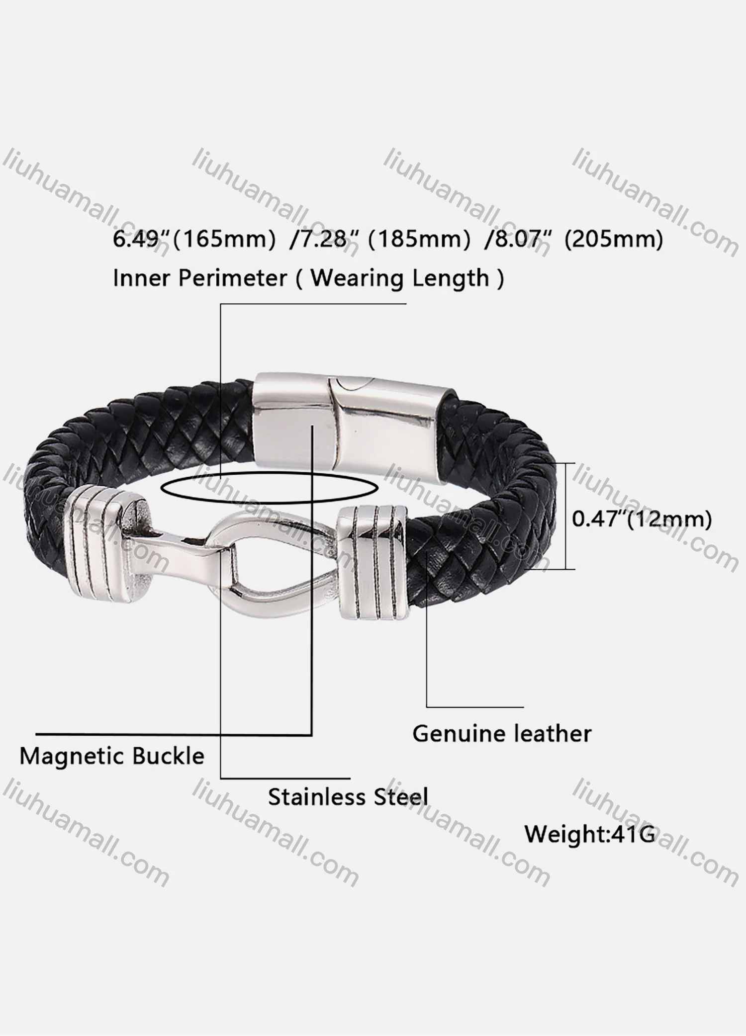 Wholesale Genuine Leather Stainless Steel Magnetic Buckle Bracelet SP0278# - Liuhuamall