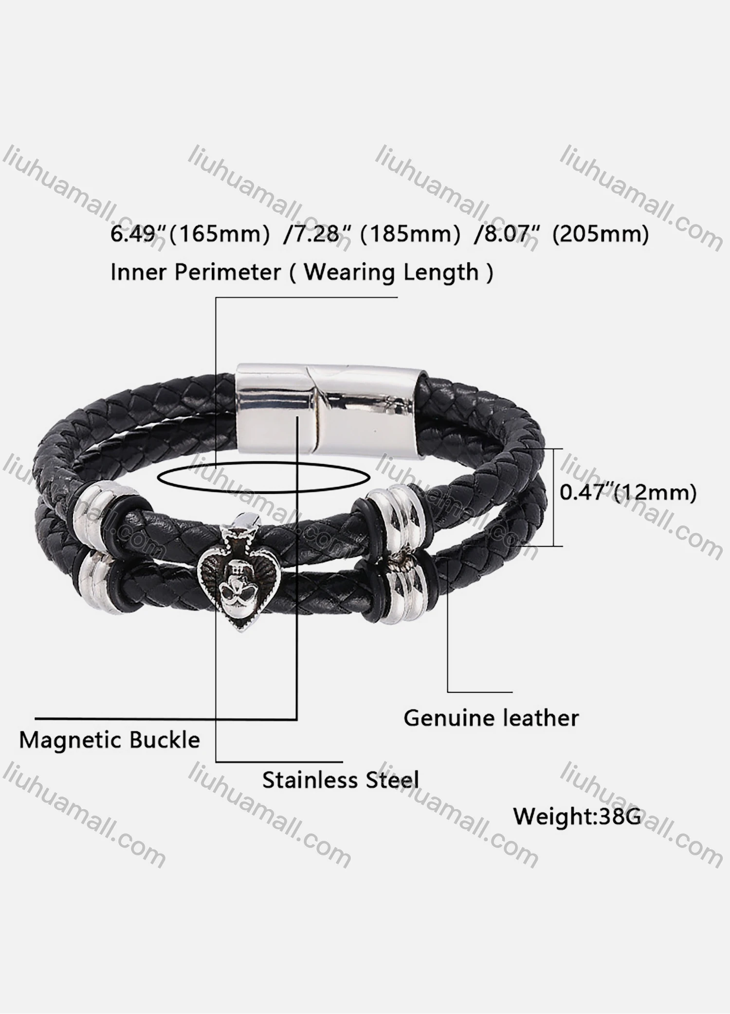 Wholesale Genuine Leather Stainless Steel Magnetic Buckle Bracelet SP0327# - Liuhuamall