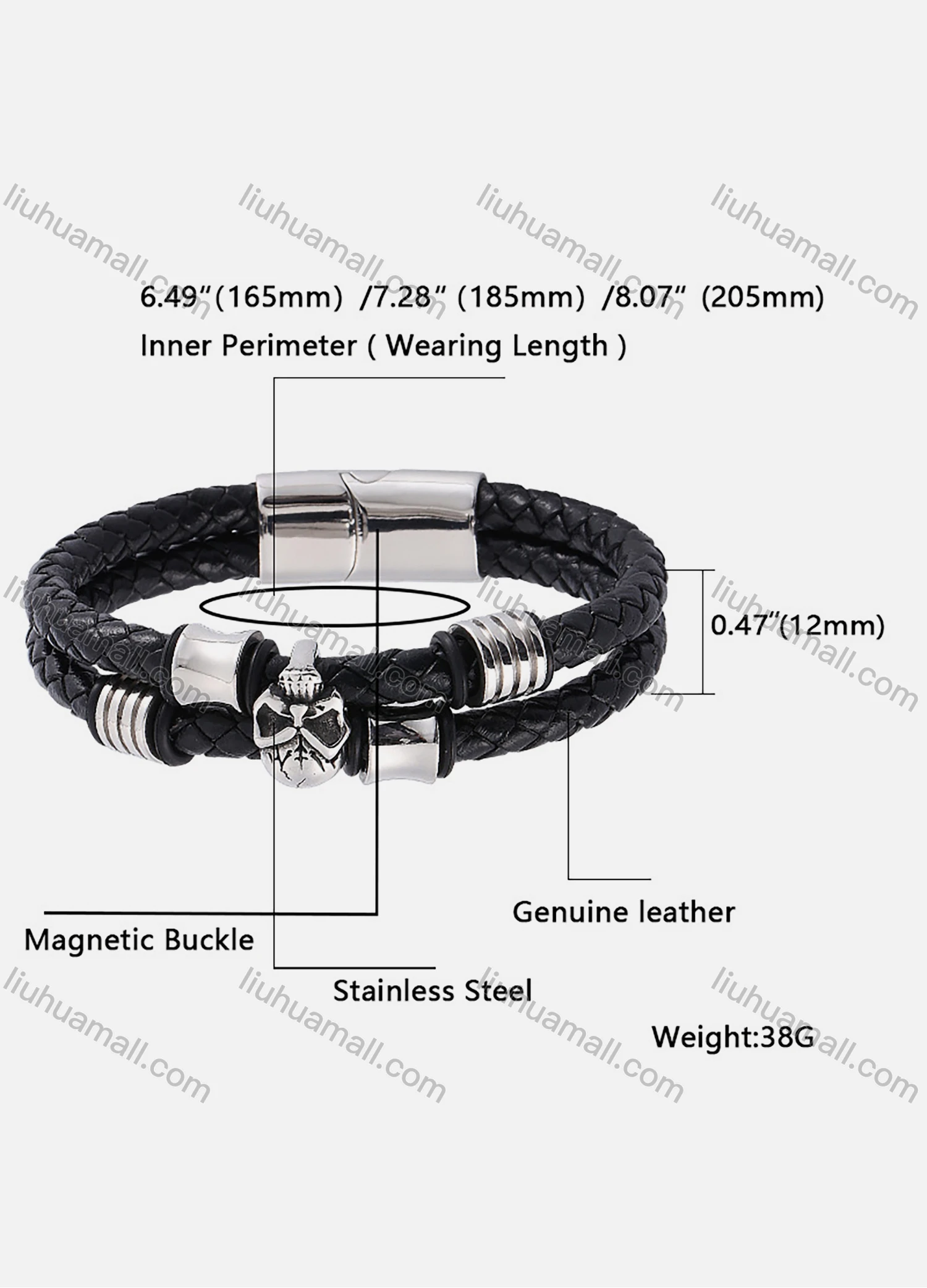 Wholesale Genuine Leather Stainless Steel Magnetic Buckle Bracelet SP0333# - Liuhuamall