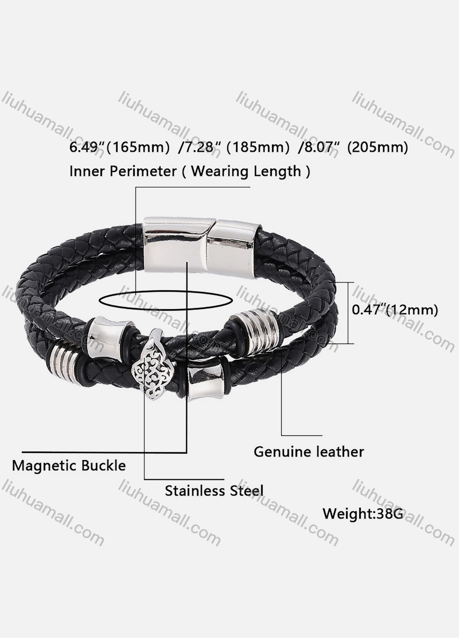 Wholesale Genuine Leather Stainless Steel Magnetic Buckle Bracelet SP0341# - Liuhuamall