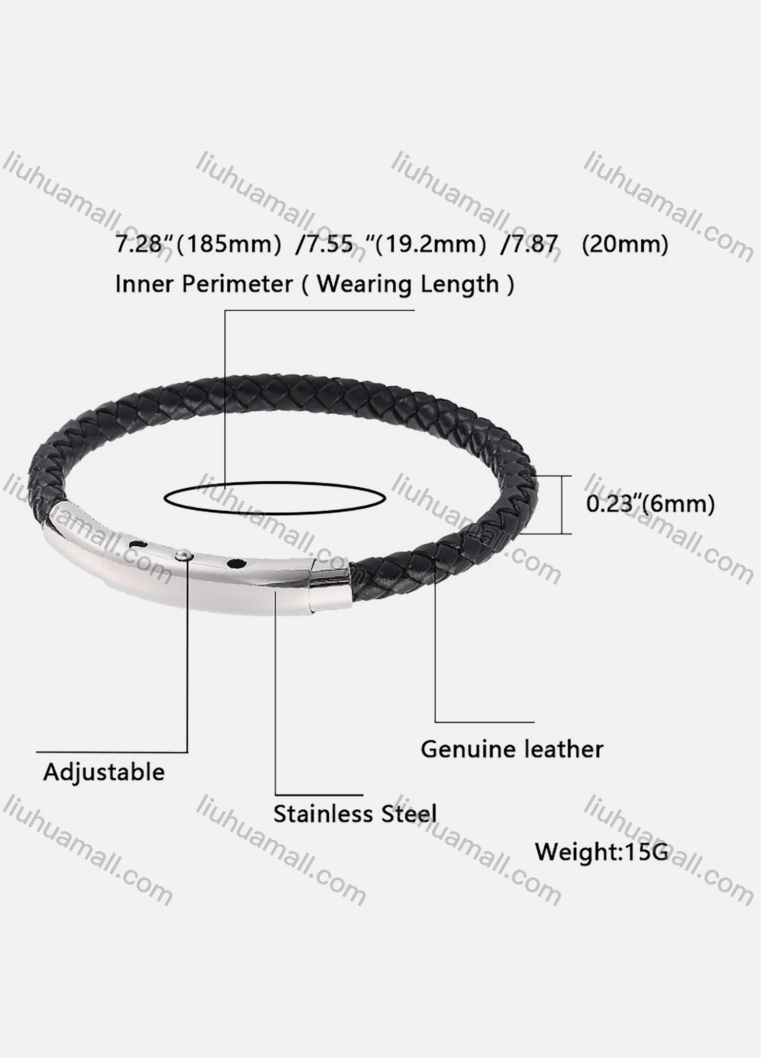 Wholesale Genuine Leather Stainless Steel Adjustable Buckle Bracelet SP0395# - Liuhuamall