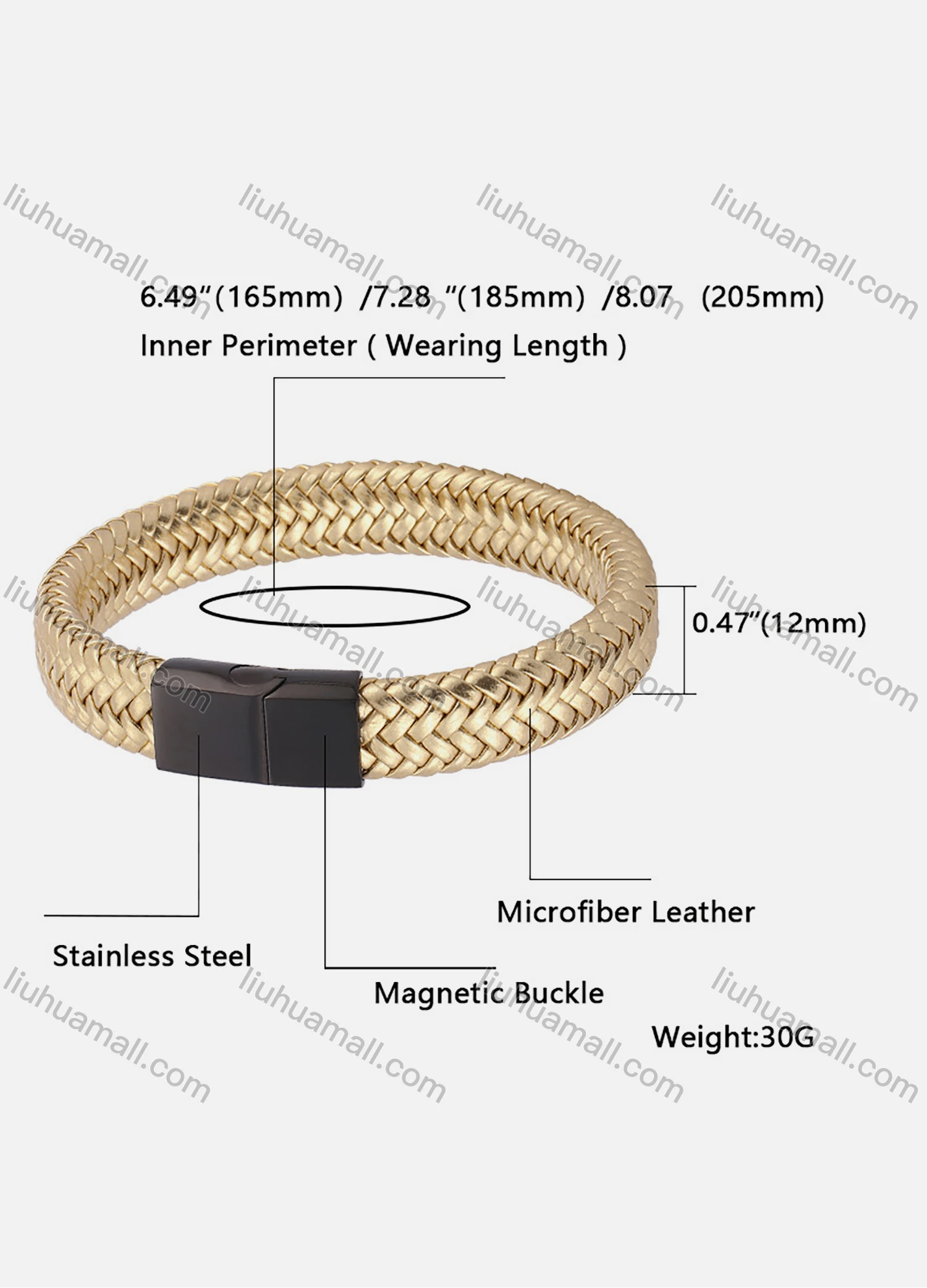 Wholesale Microfiber Leather Stainless Steel Magnetic Buckle Bracelet SP0515H# - Liuhuamall