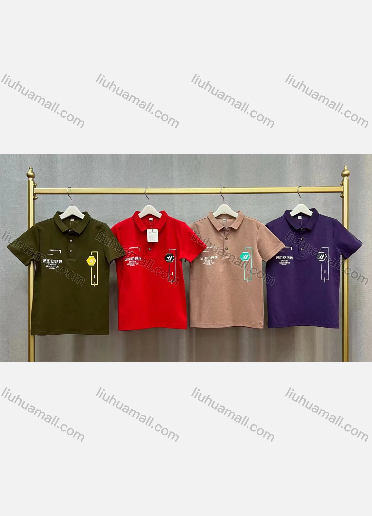 Wholesale Boy's Casual Collared Short Sleeve Letter Polo Shirt - Liuhuamall