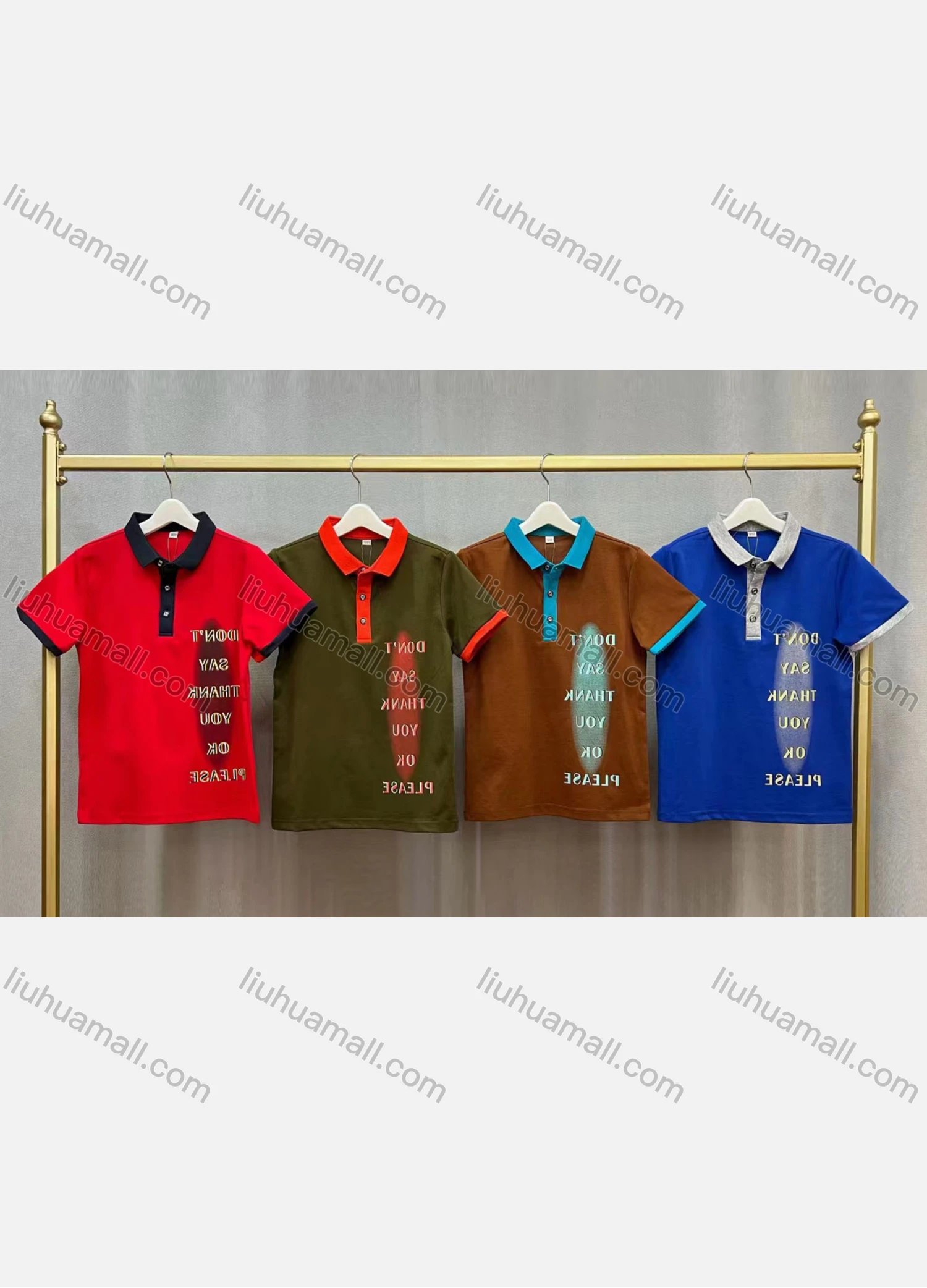 Wholesale Boy's Casual Collared Short Sleeve Contrast Polo Shirt - Liuhuamall