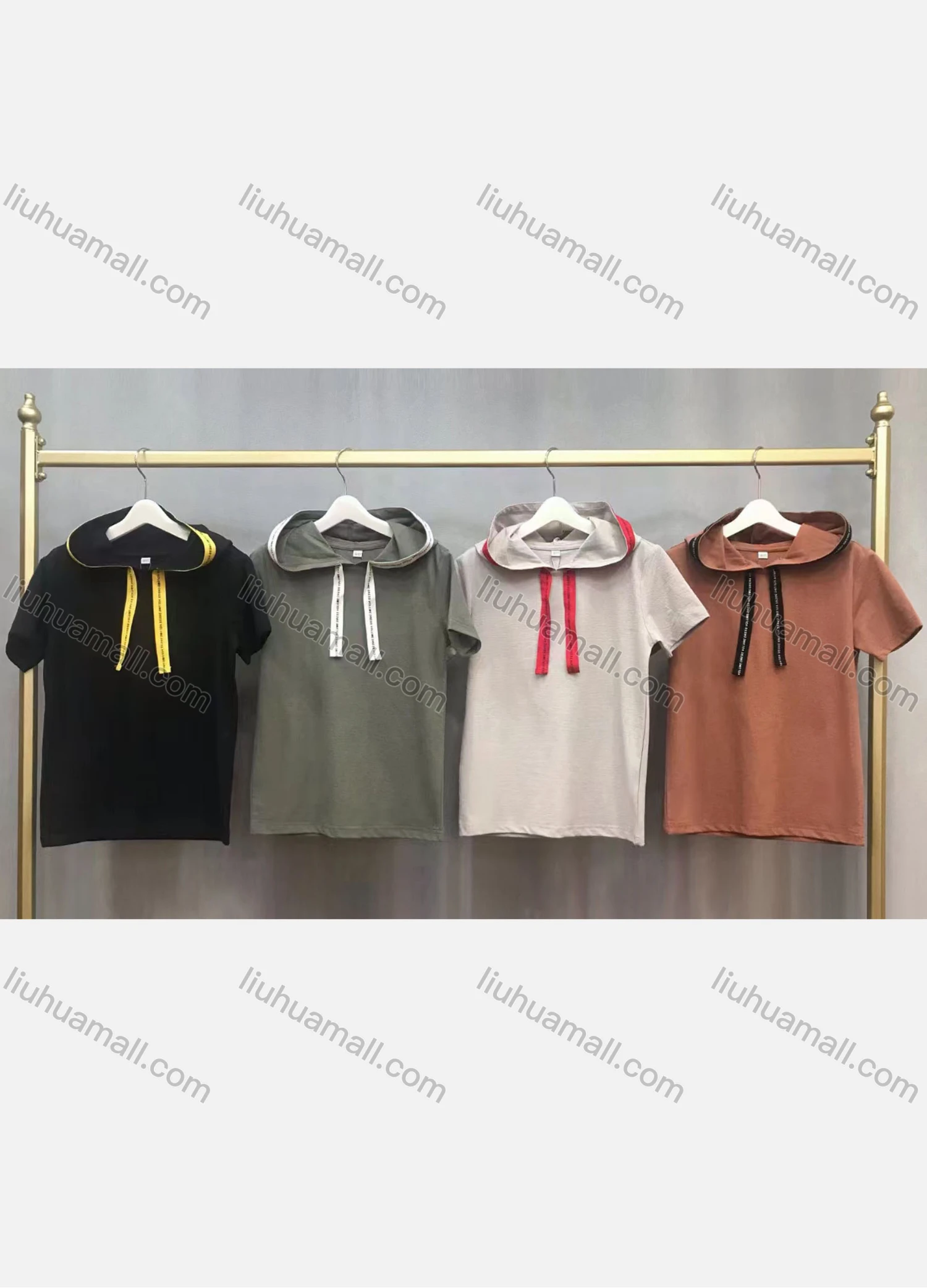 Wholesale Boy's Casual Hooded Short Sleeve Plain Sweatshirt - Liuhuamall