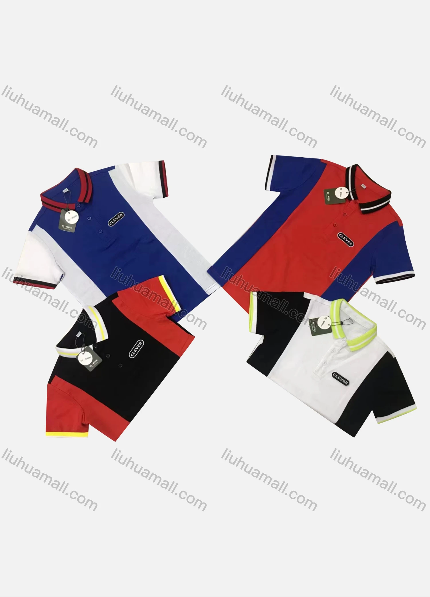 Wholesale Boy's Casual Colorblock Collared Short Sleeve Polo Shirt - Liuhuamall