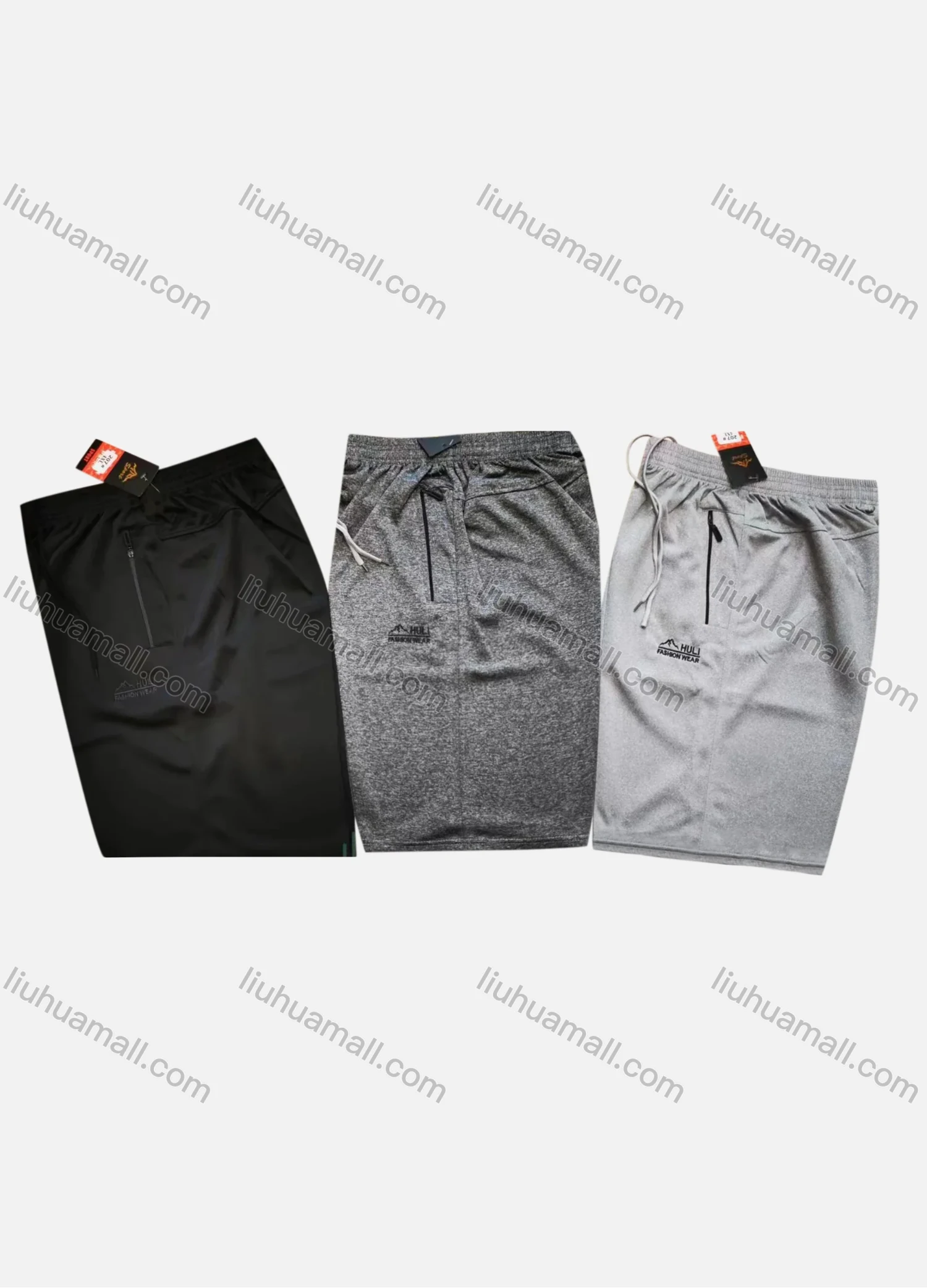 Wholesale Men's Casual Korean Silk Breathable Drawstring Zipper Pockets Shorts Q297# - Liuhuamall