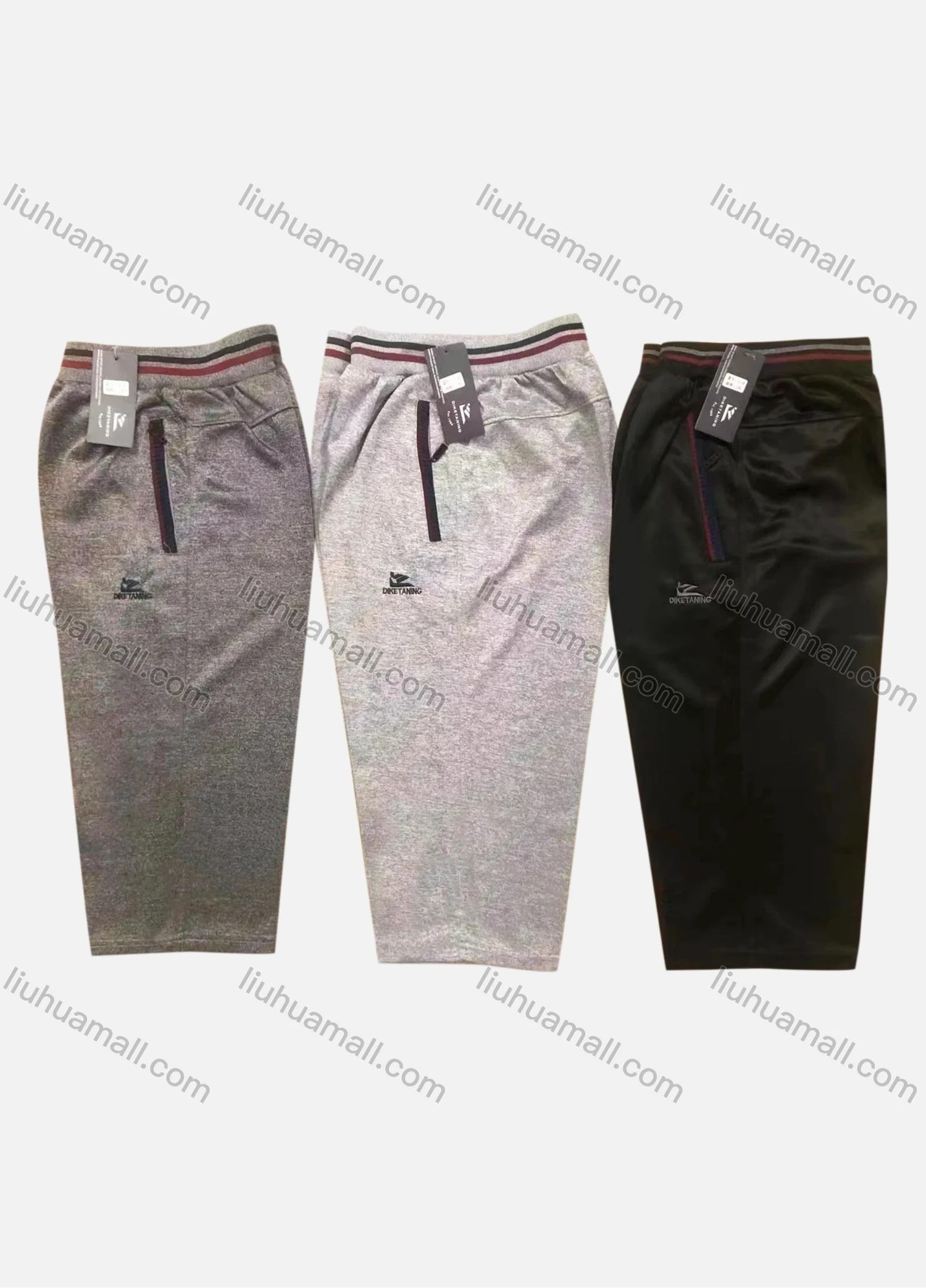Wholesale Men's Casual Breathable Elastic Waist Pockets Cropped Pants 211# - Liuhuamall