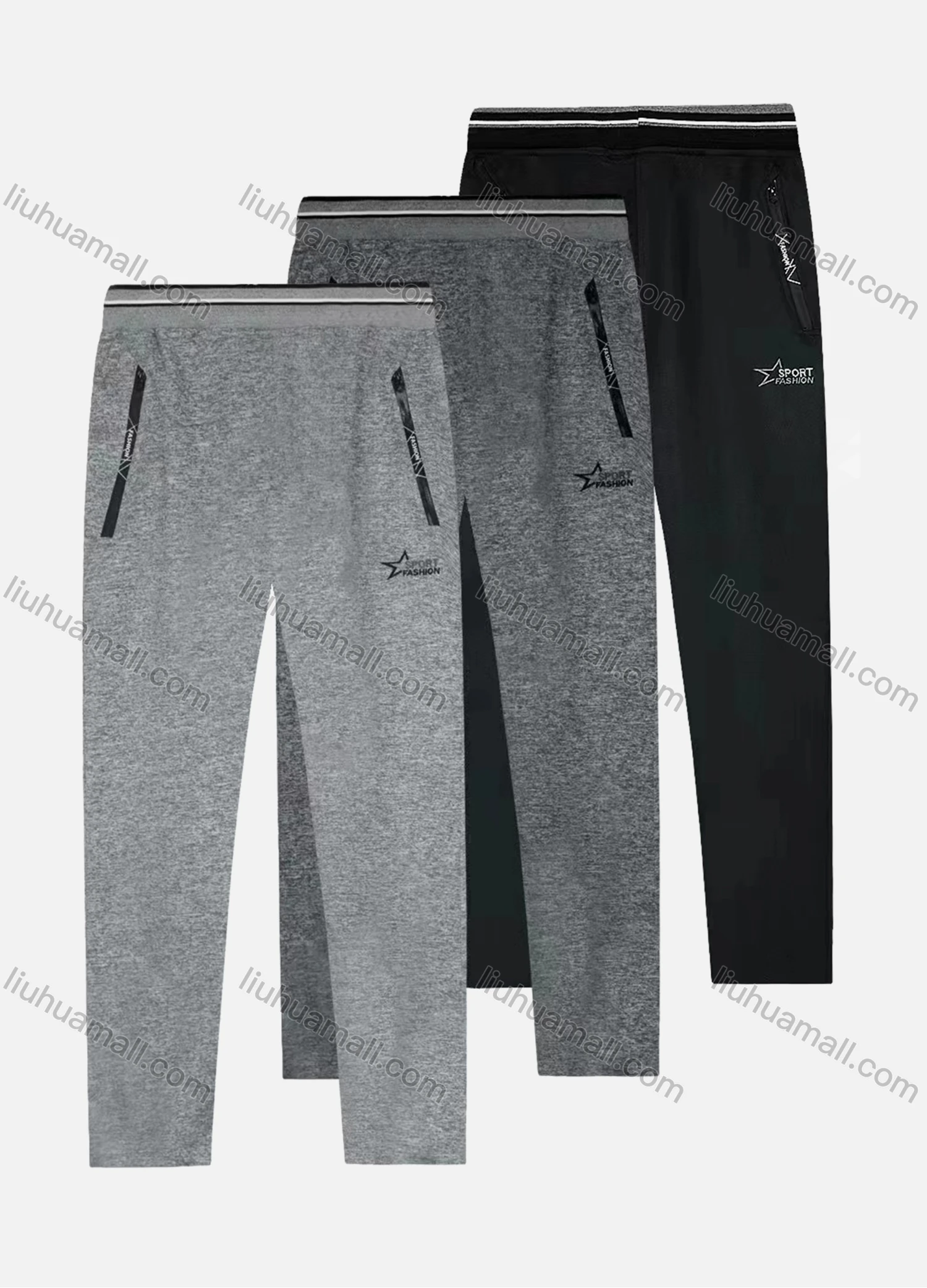 Wholesale Men's Casual Breathable Elastic Waist Pockets Pants 8864# - Liuhuamall