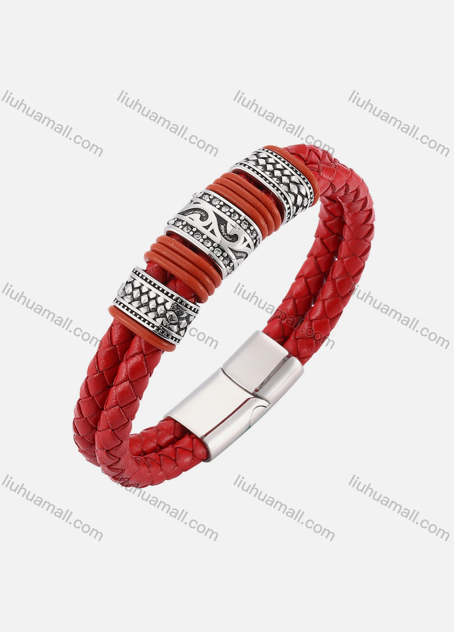 Wholesale Genuine Leather Stainless Steel Magnetic Buckle Bracelet SP0096# - Liuhuamall