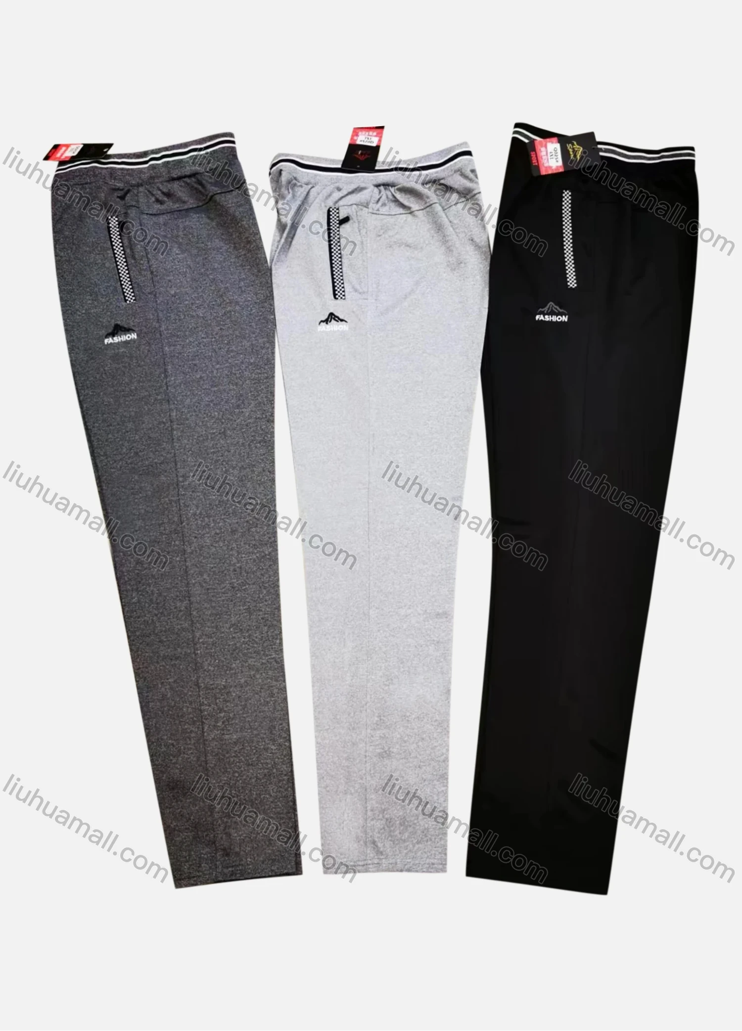Wholesale Men's Casual Breathable Elastic Waist Pockets Pants Q025# - Liuhuamall