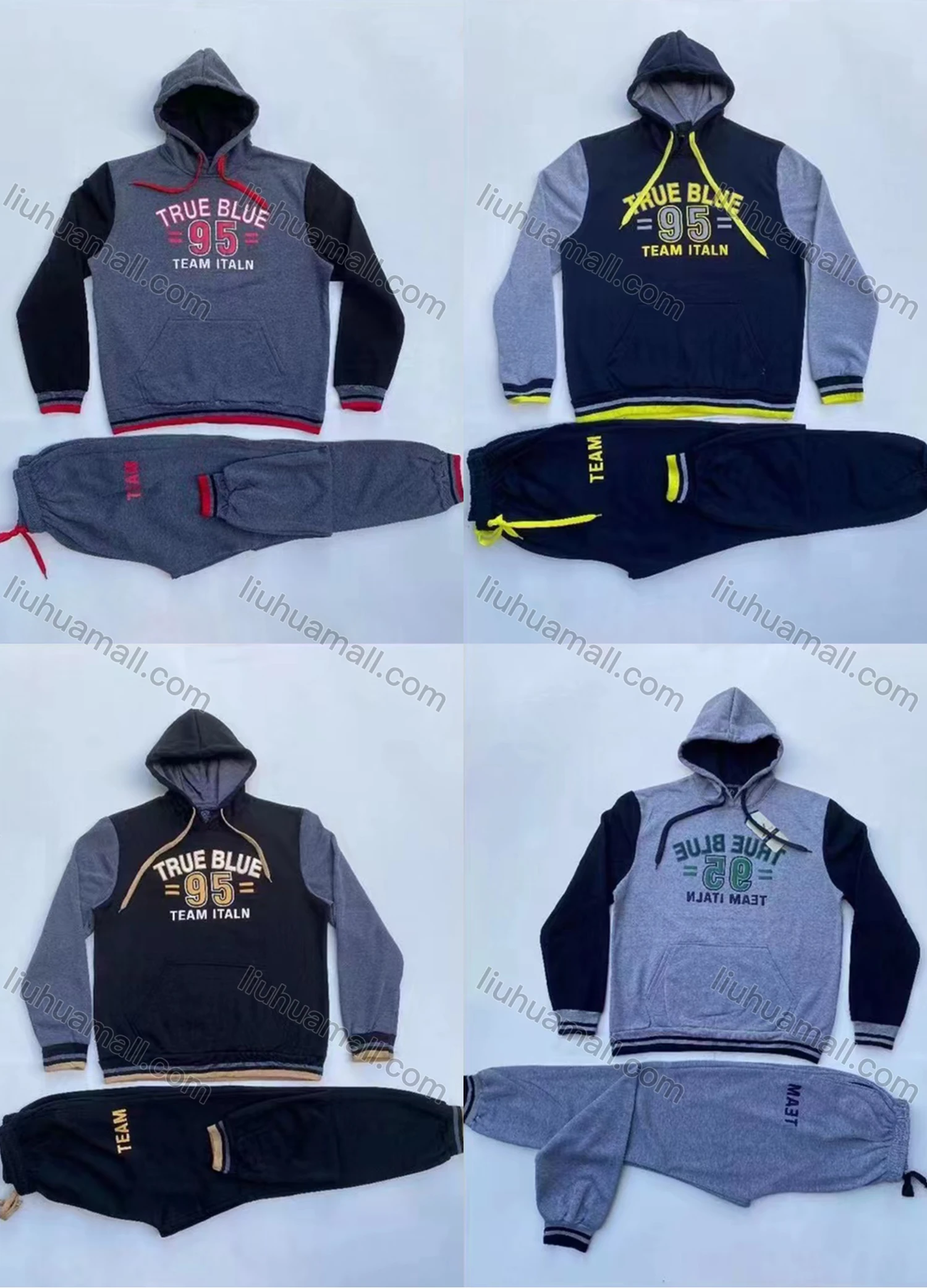 Wholesale Men's Casual Hooded Sweatshirt & Drawstring Sweatpants 2-piece Set 867# - Liuhuamall
