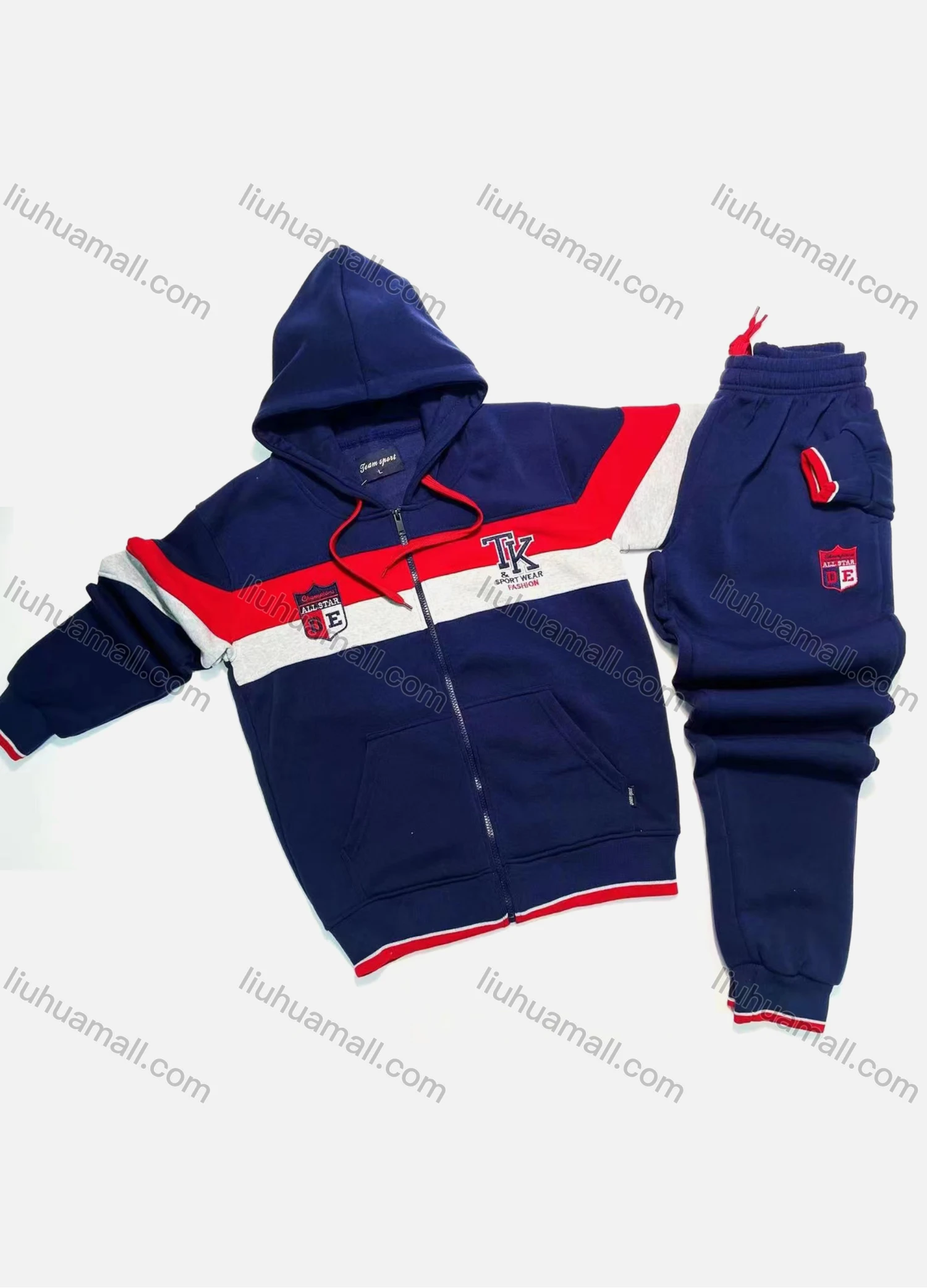 Wholesale Men's Casual Hooded Zipper Jacket & Sweatpants 2-piece Set HR-2405,RJ-2420# - Liuhuamall